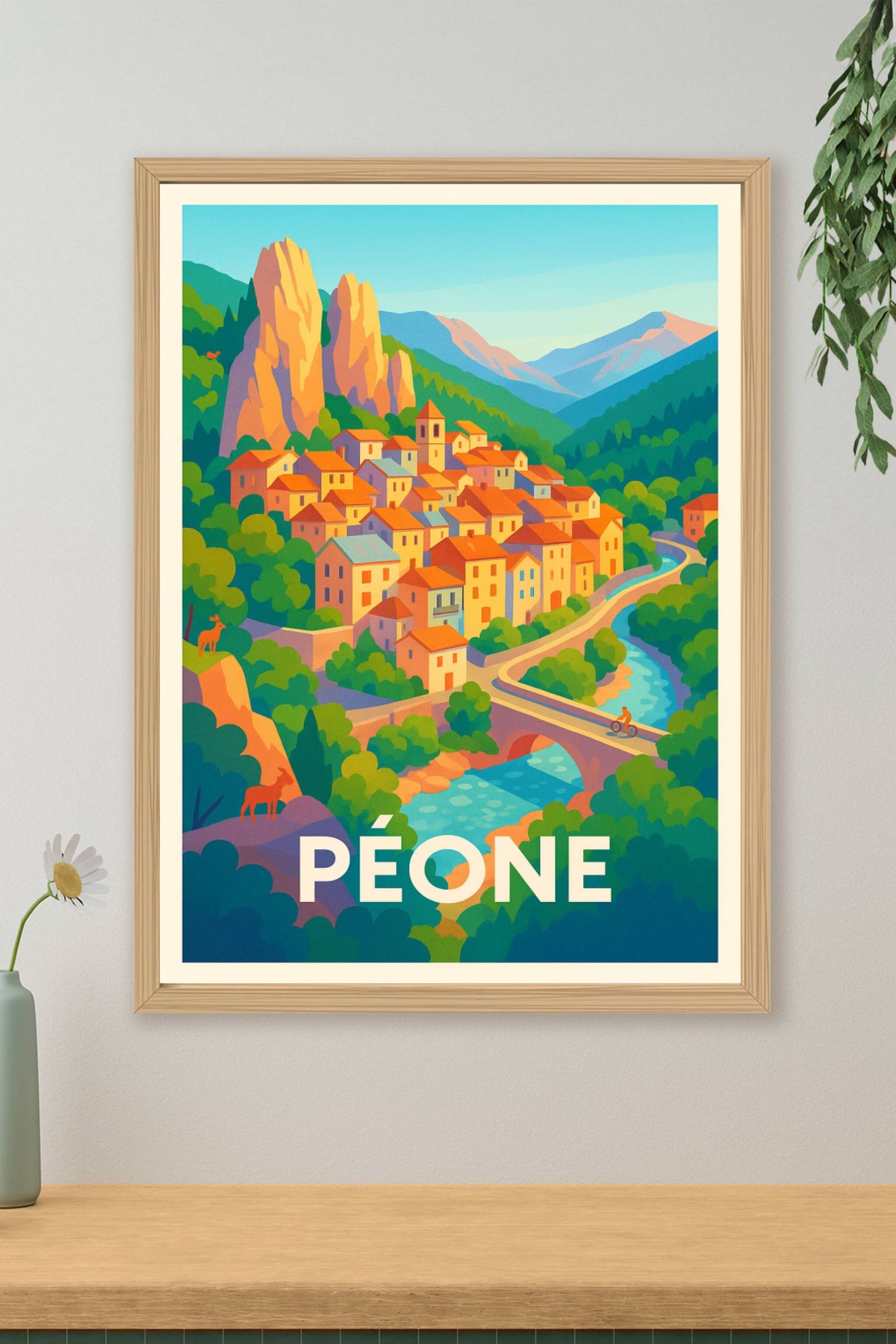 Affiche Péone — Charme authentique au cœur des montagnes · poster d'art de Péone