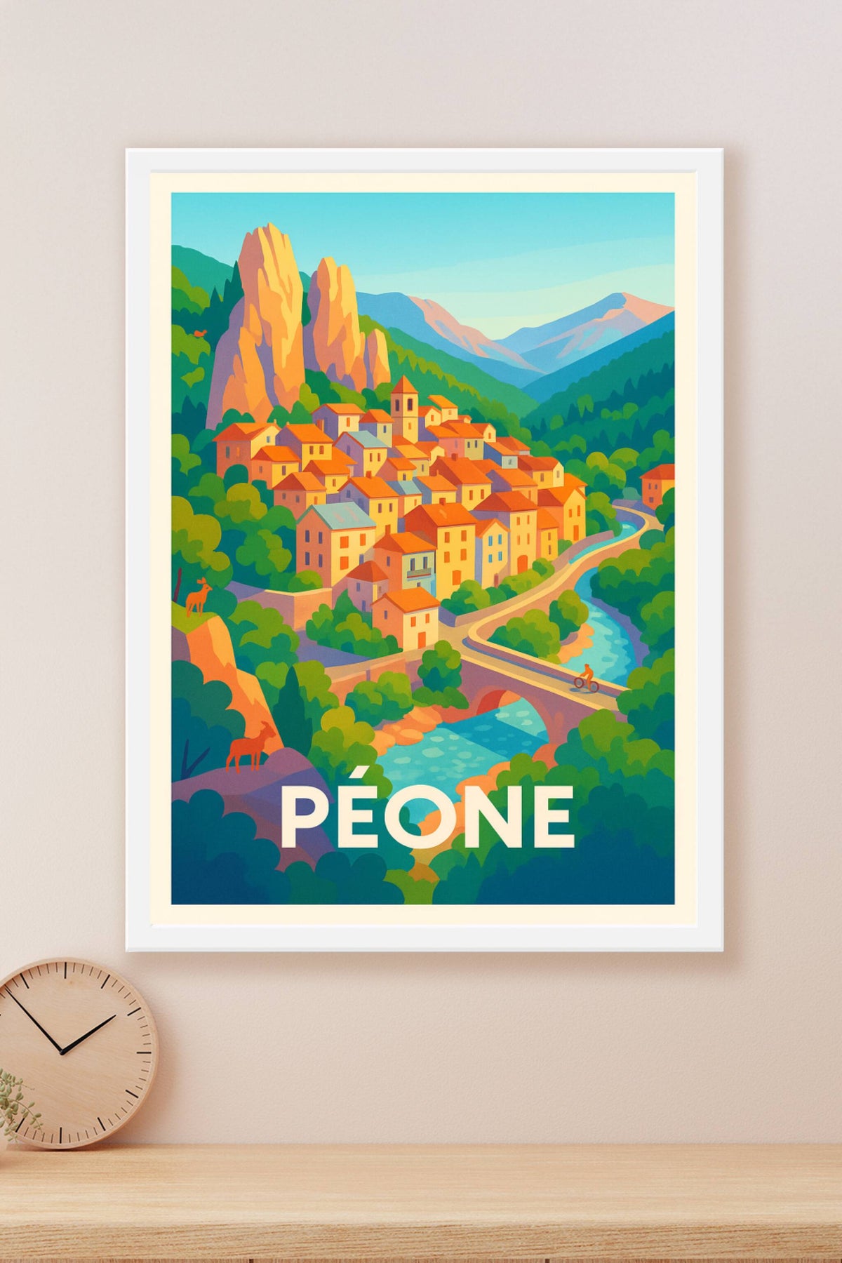 Affiche Péone — Charme authentique au cœur des montagnes · poster d'art de Péone