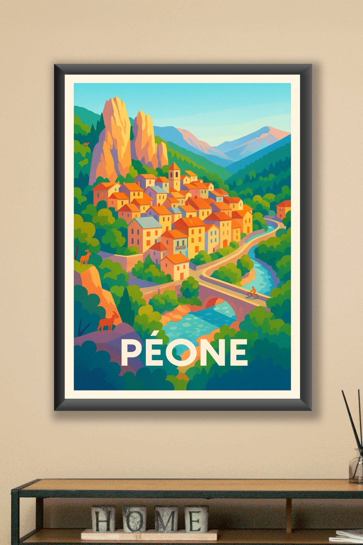 Affiche Péone — Charme authentique au cœur des montagnes · poster d'art de Péone