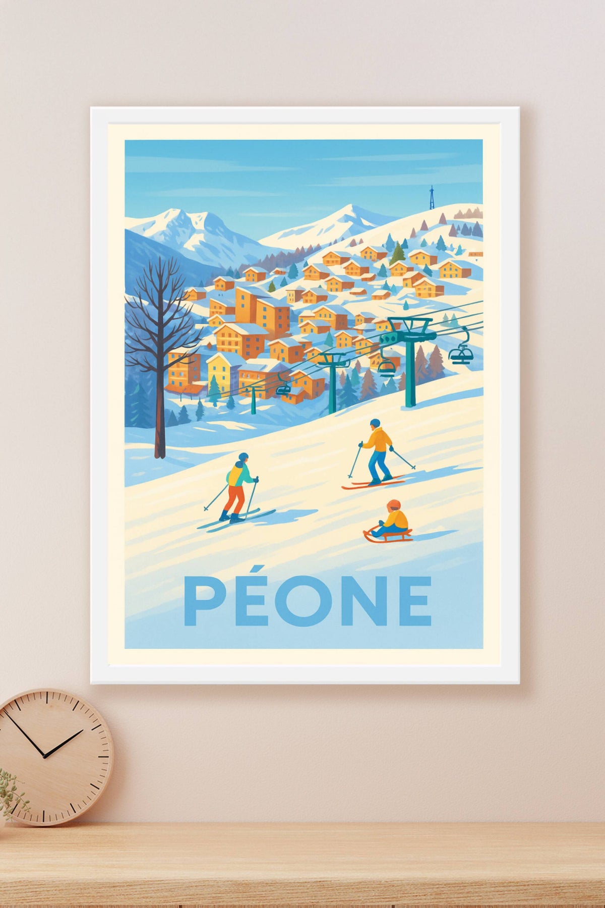 Affiche Péone — Charme et joie de la montagne enneigée · poster d'art de Péone