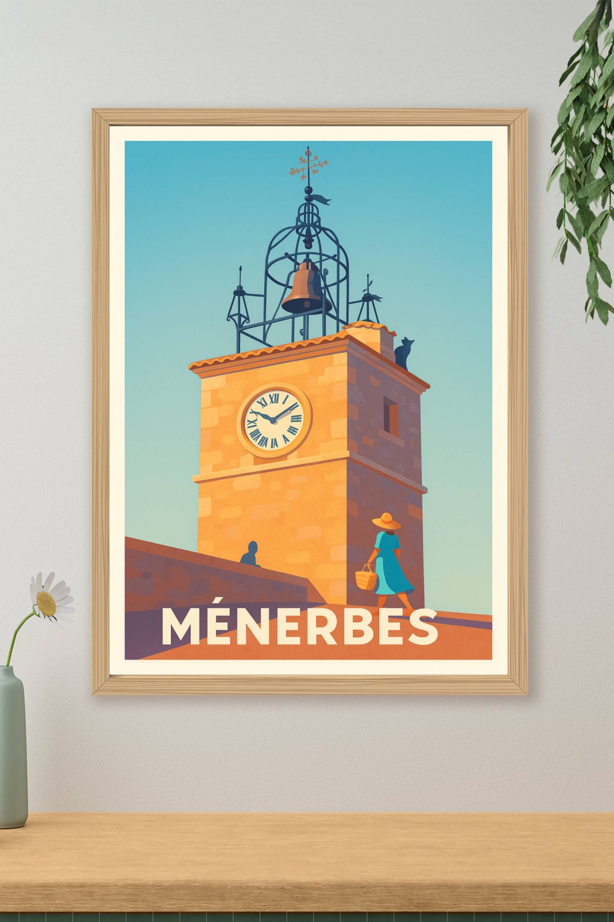 Affiche Ménerbes — Le charme paisible du village provençal · poster d'art de Ménerbes