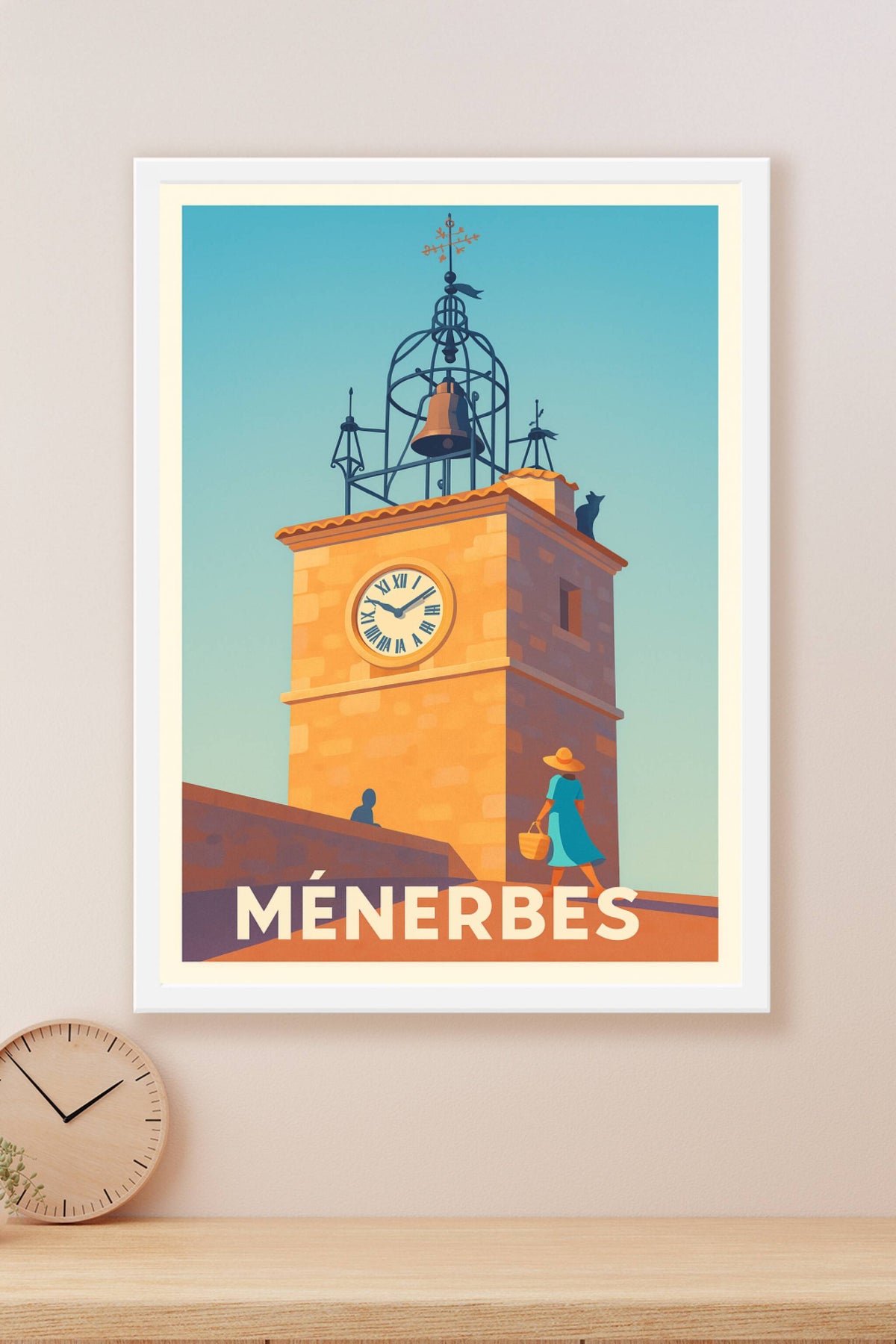 Affiche Ménerbes — Le charme paisible du village provençal · poster d'art de Ménerbes