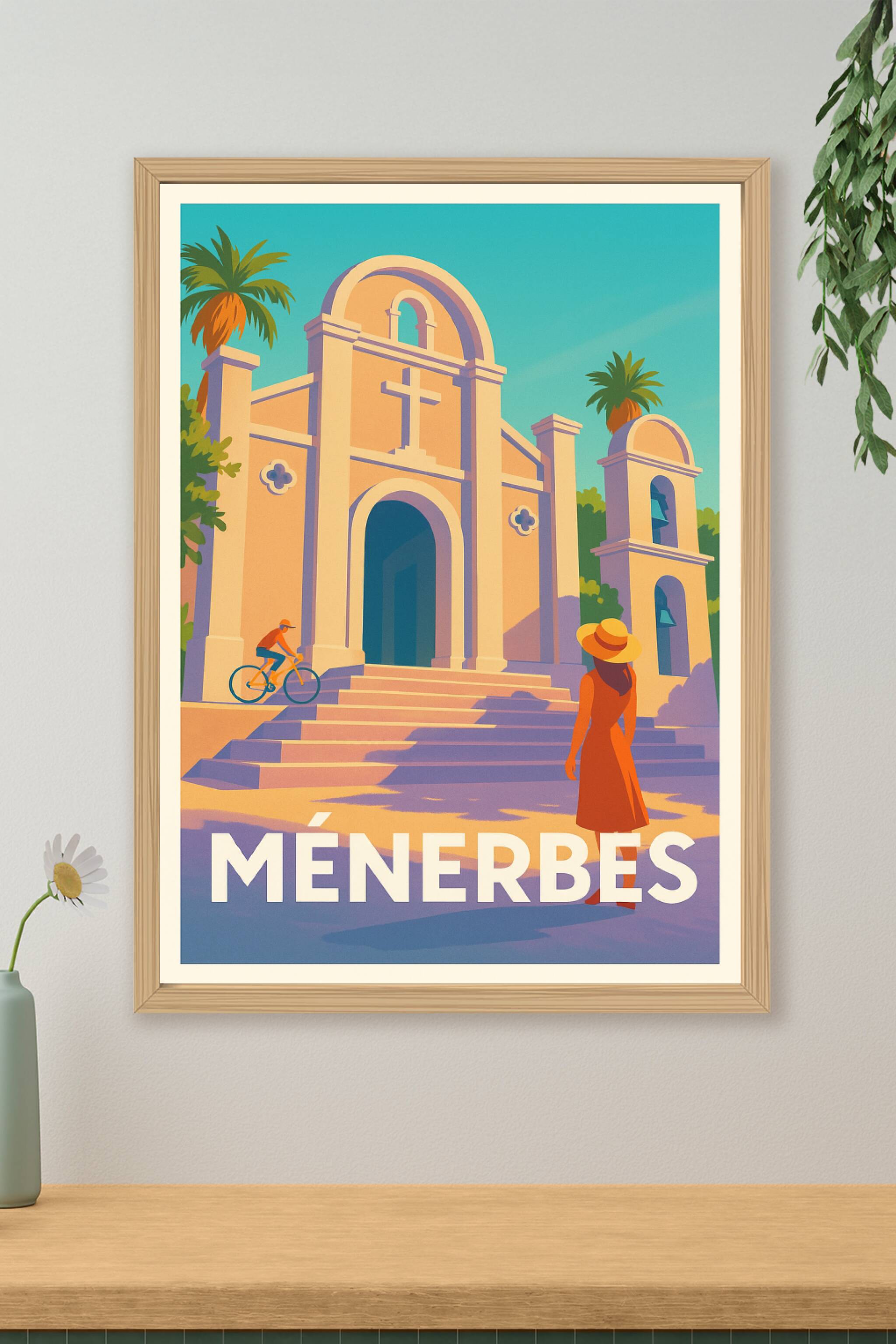 Affiche de Ménerbes - L'élégance provençale au soleil couchant