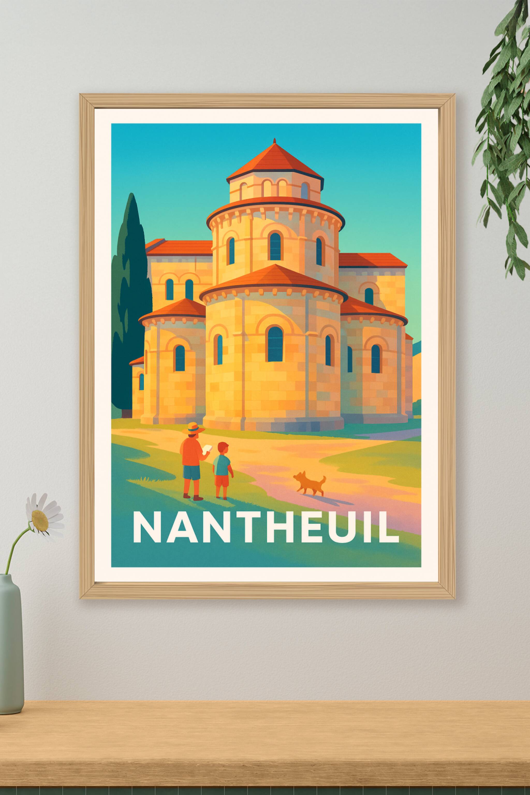 Affiche de Nantheuil - Charme roman au soleil couchant
