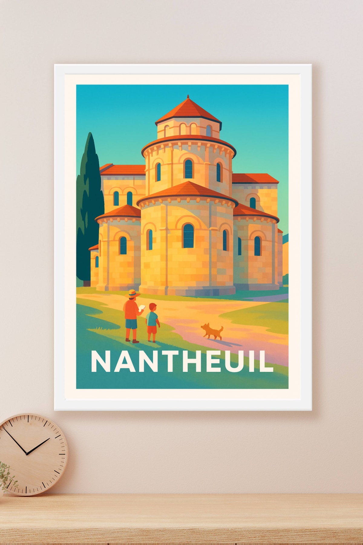 Affiche Nantheuil — Charme roman au soleil couchant · poster d'art de Nantheuil