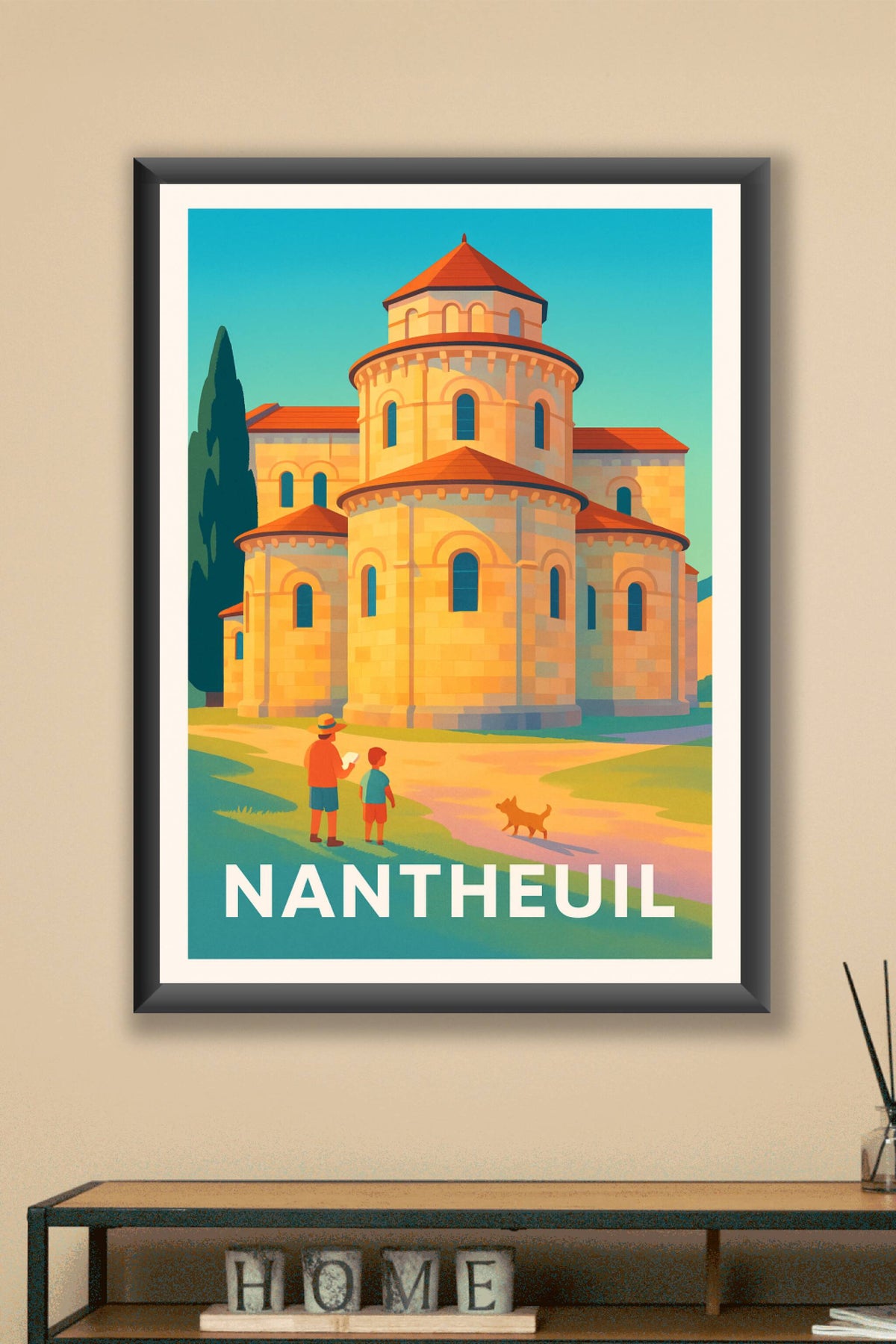 Affiche Nantheuil — Charme roman au soleil couchant · poster d'art de Nantheuil