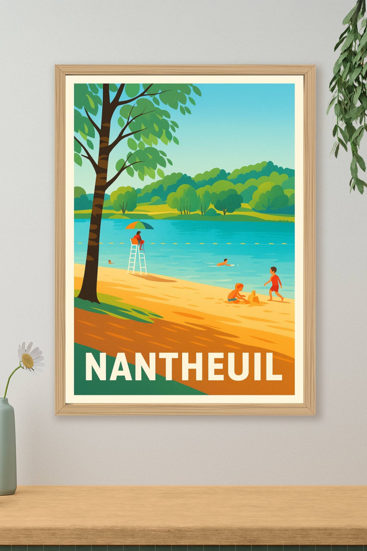 Affiche Nantheuil — Été paisible au bord de l'eau · poster d'art de Nantheuil