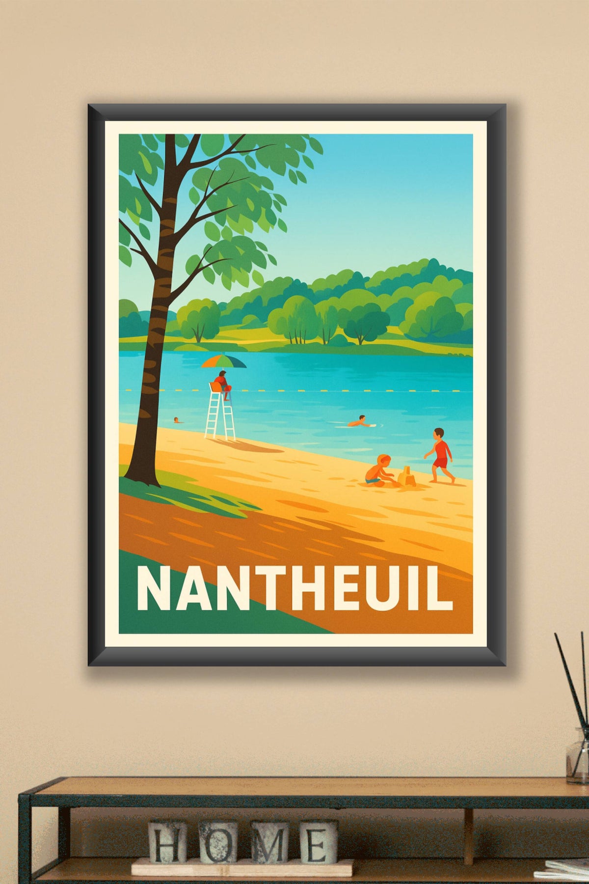 Affiche Nantheuil — Été paisible au bord de l'eau · poster d'art de Nantheuil