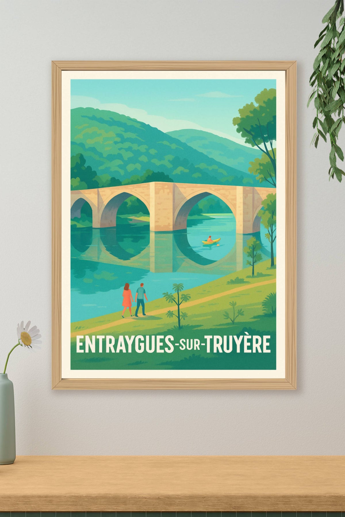 Affiche Entraygues-sur-Truyère — Charme naturel et sérénité au fil de l'eau · poster d'art de Entraygues-sur-Truyère