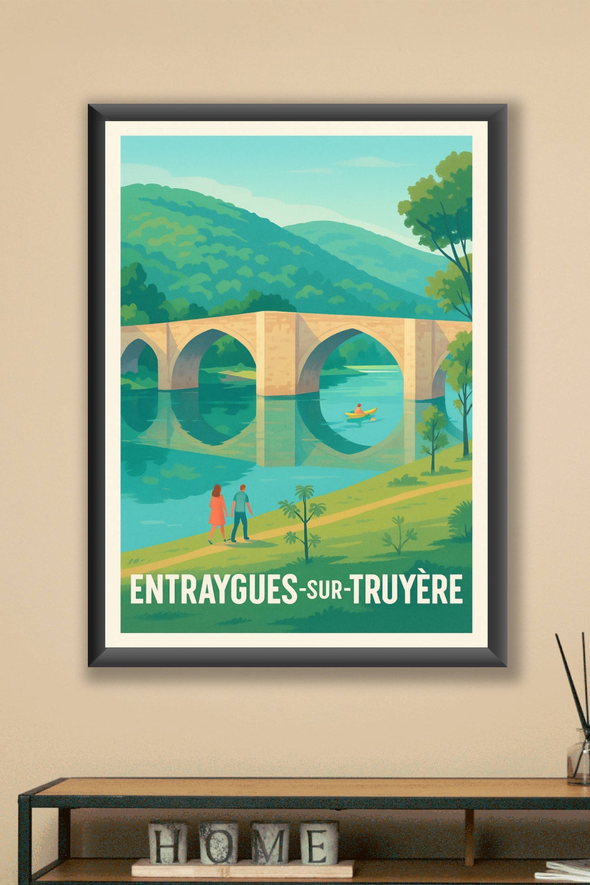 Affiche Entraygues-sur-Truyère — Charme naturel et sérénité au fil de l'eau · poster d'art de Entraygues-sur-Truyère