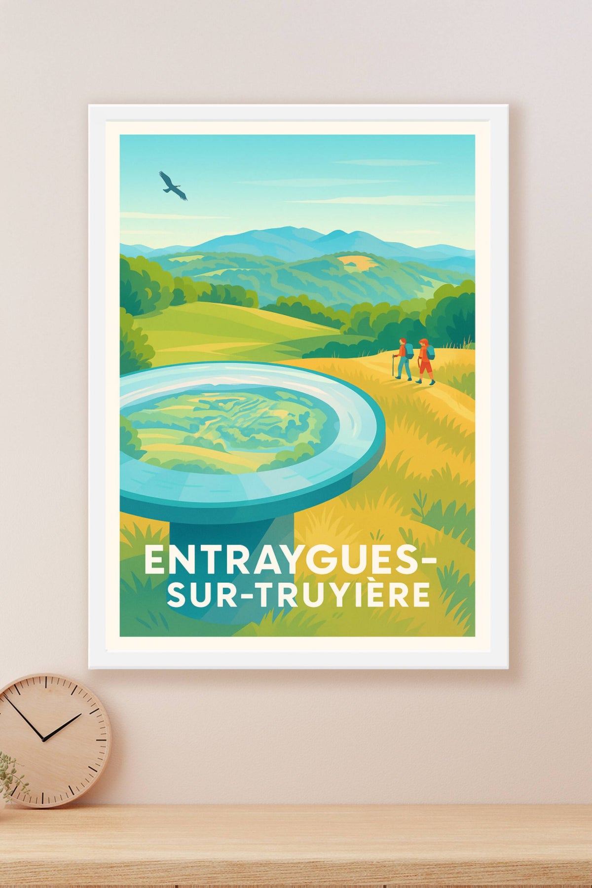 Affiche Entraygues-sur-Truyère — Invitation à la randonnée et à la nature · poster d'art de Entraygues-sur-Truyère