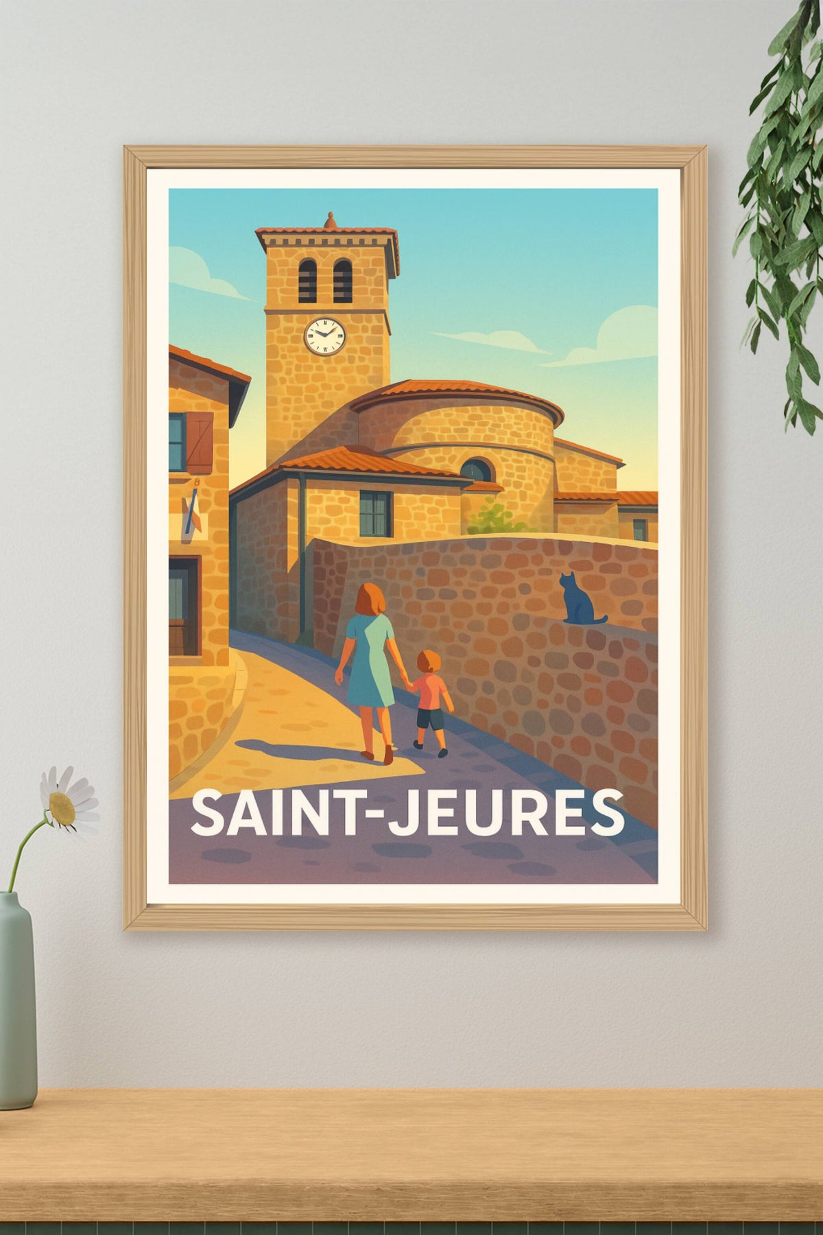 Affiche Saint-Jeures — Balade au cœur du village authentique · poster d'art de Saint-Jeures