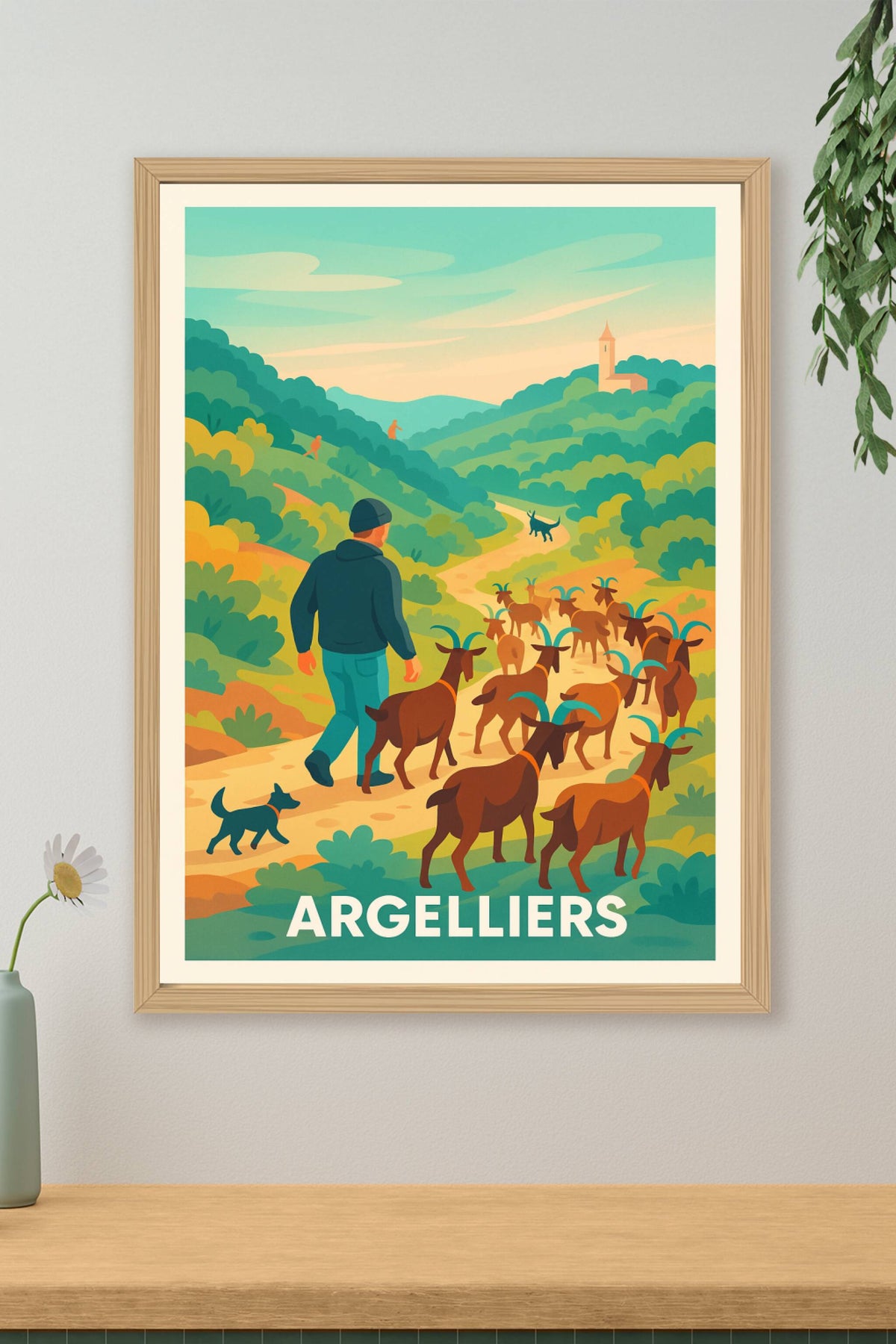 Affiche Argelliers — Balade pastorale en pleine nature · poster d'art de Argelliers