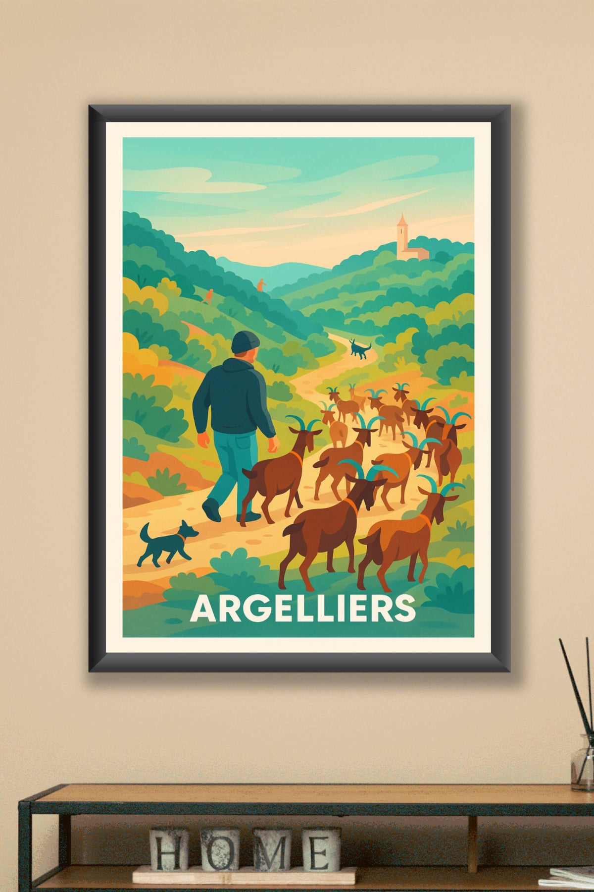Affiche Argelliers — Balade pastorale en pleine nature · poster d'art de Argelliers
