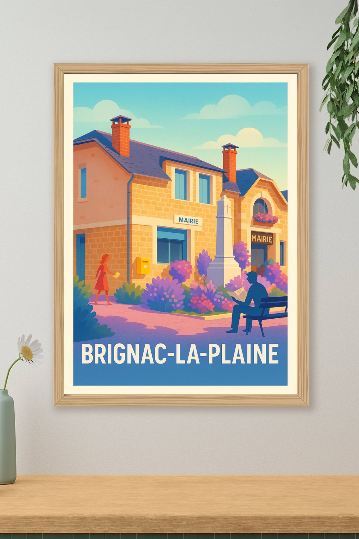 Affiche Brignac-la-Plaine — Charme paisible de la mairie locale · poster d'art de Brignac-la-Plaine