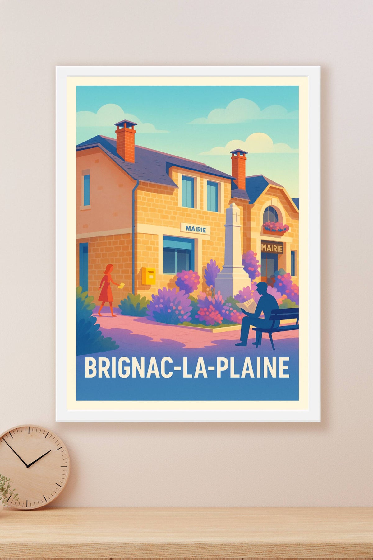 Affiche Brignac-la-Plaine — Charme paisible de la mairie locale · poster d'art de Brignac-la-Plaine