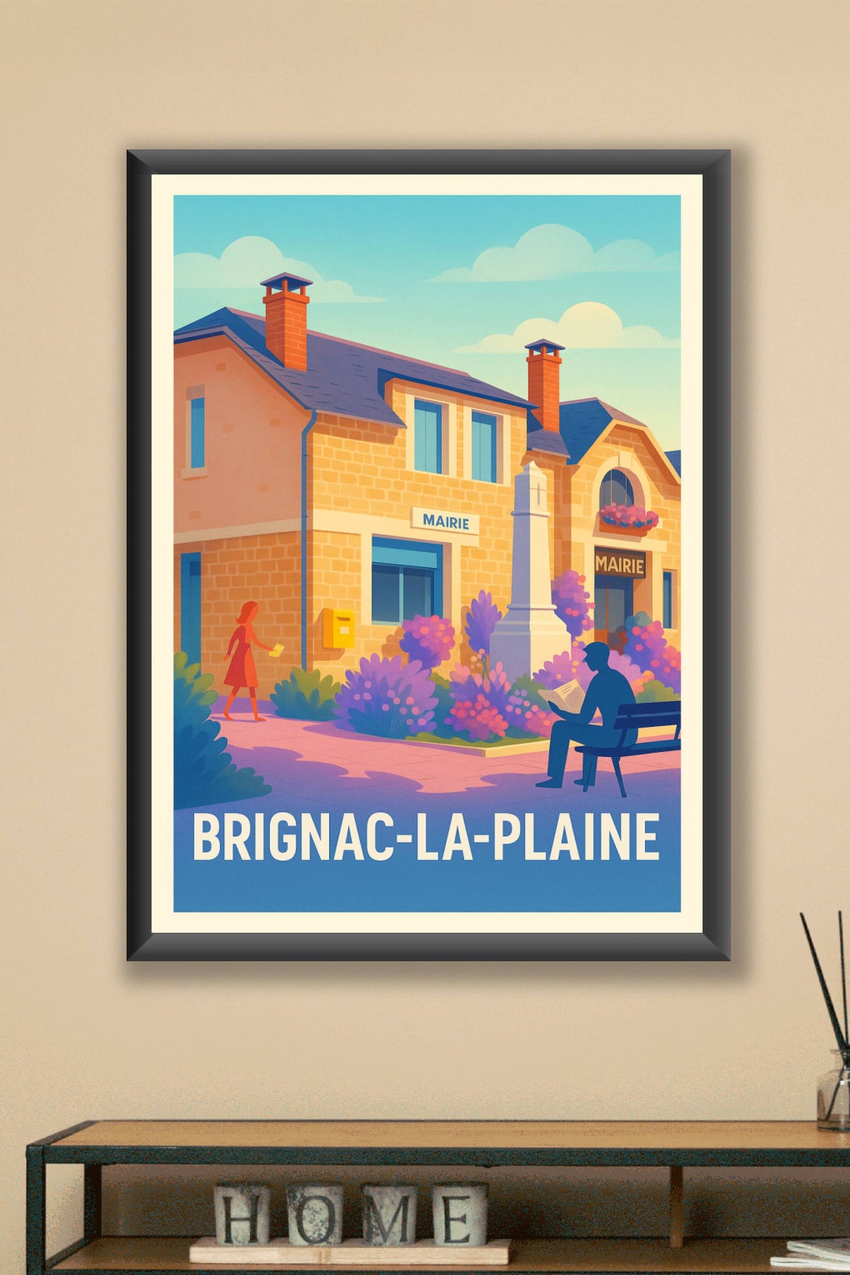 Affiche Brignac-la-Plaine — Charme paisible de la mairie locale · poster d'art de Brignac-la-Plaine
