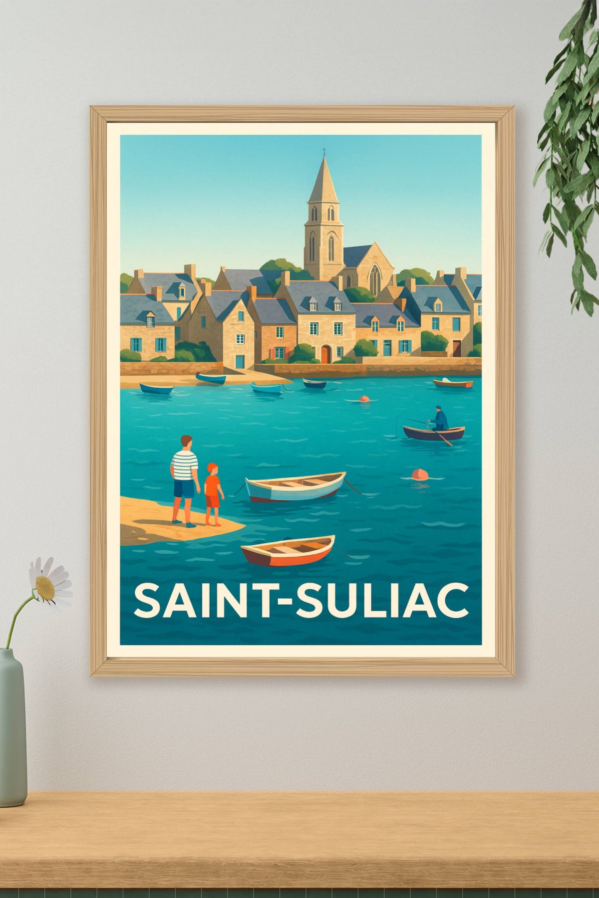 Affiche Saint-Suliac — Le charme paisible du port breton · poster d'art de Saint-Suliac