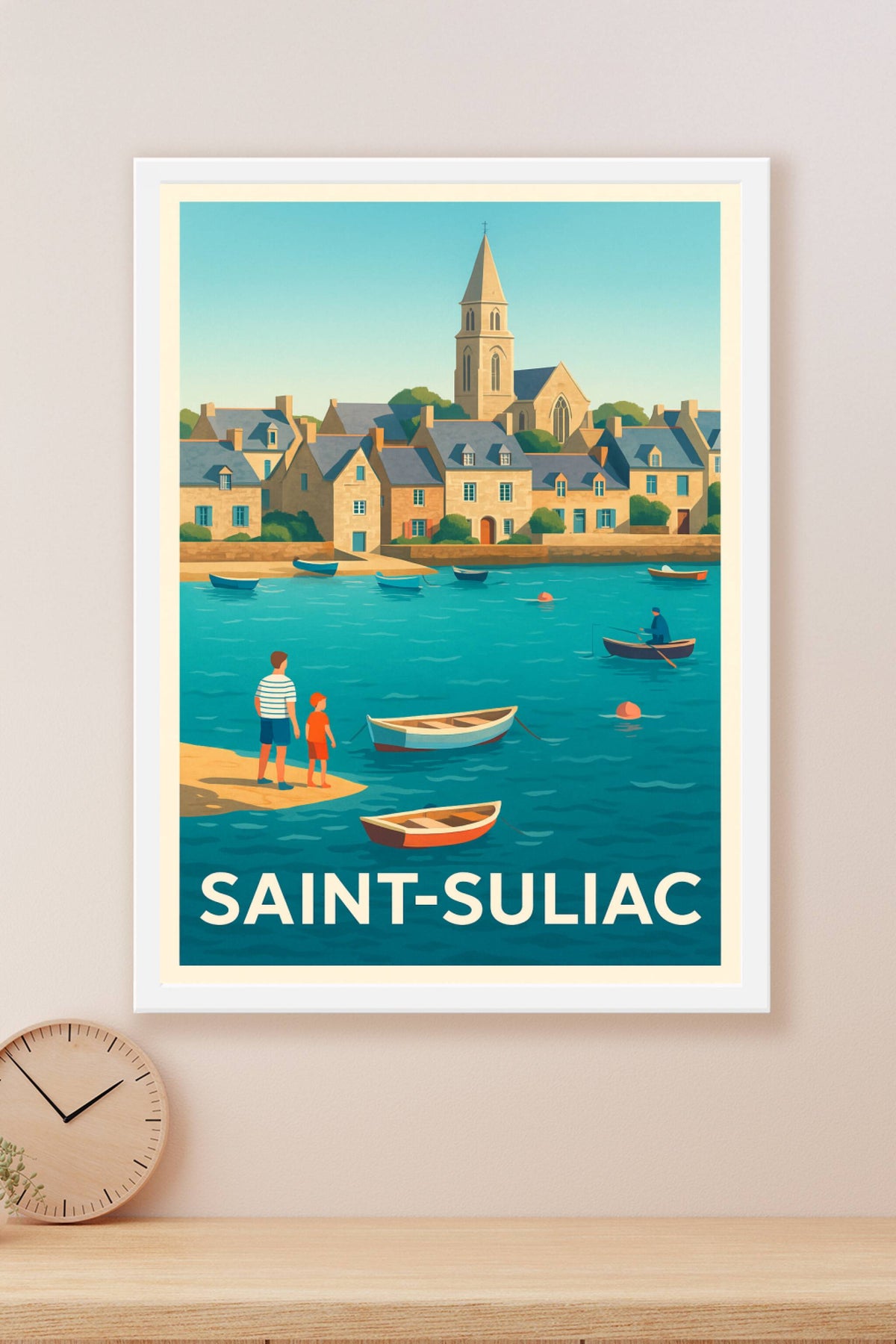 Affiche Saint-Suliac — Le charme paisible du port breton · poster d'art de Saint-Suliac