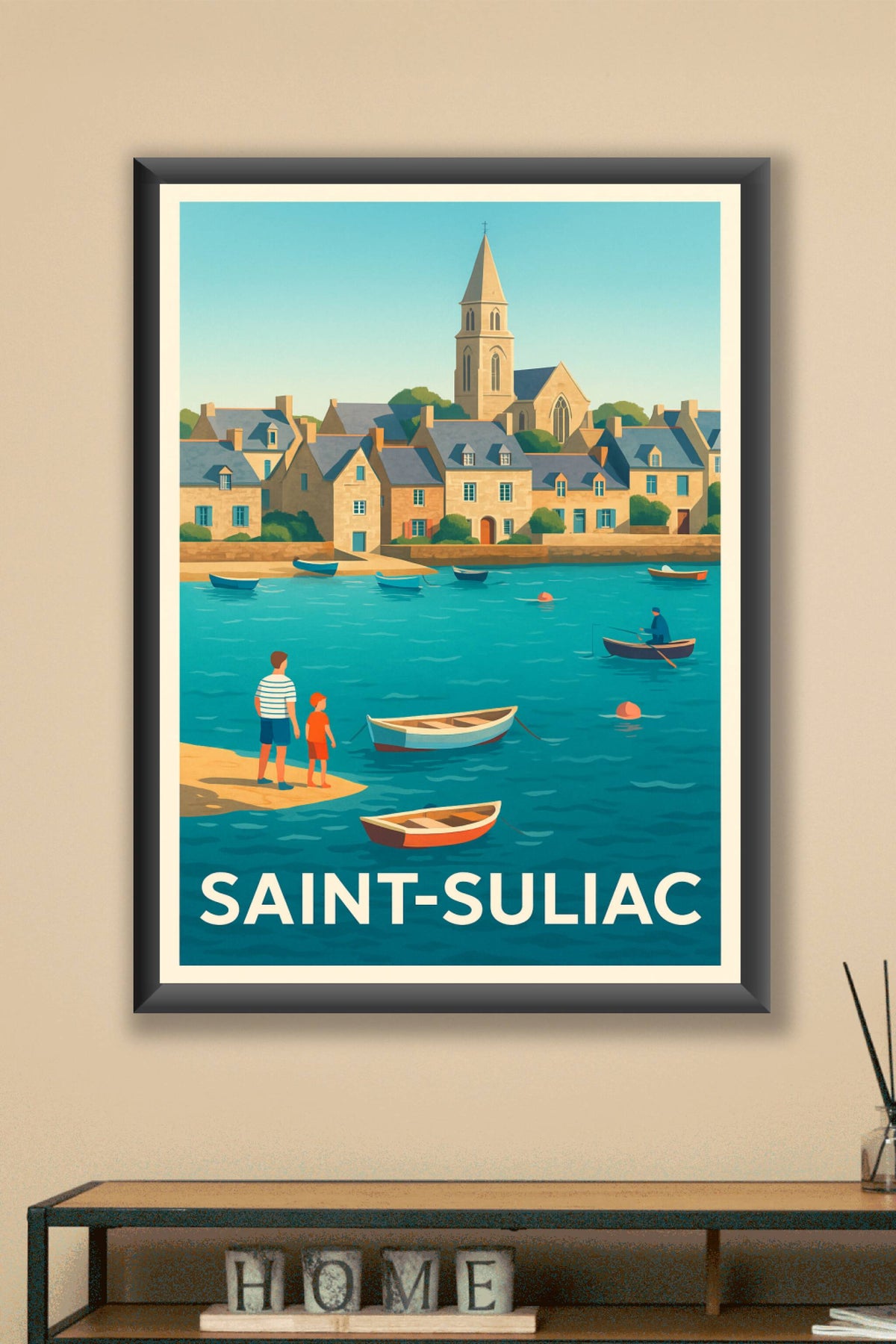 Affiche Saint-Suliac — Le charme paisible du port breton · poster d'art de Saint-Suliac