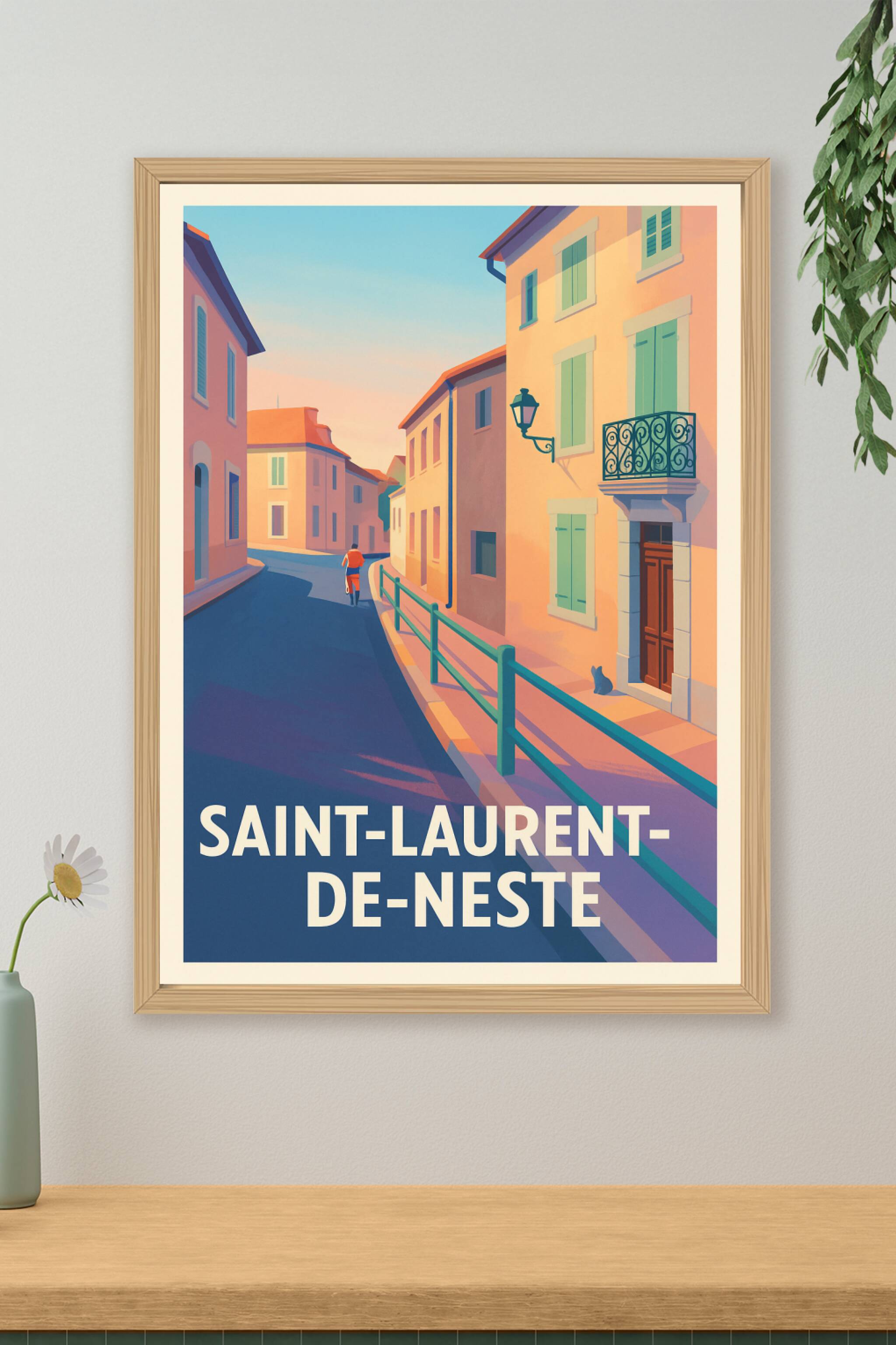 Affiche de Saint-Laurent-de-Neste - Charme lumineux d'une ruelle paisible