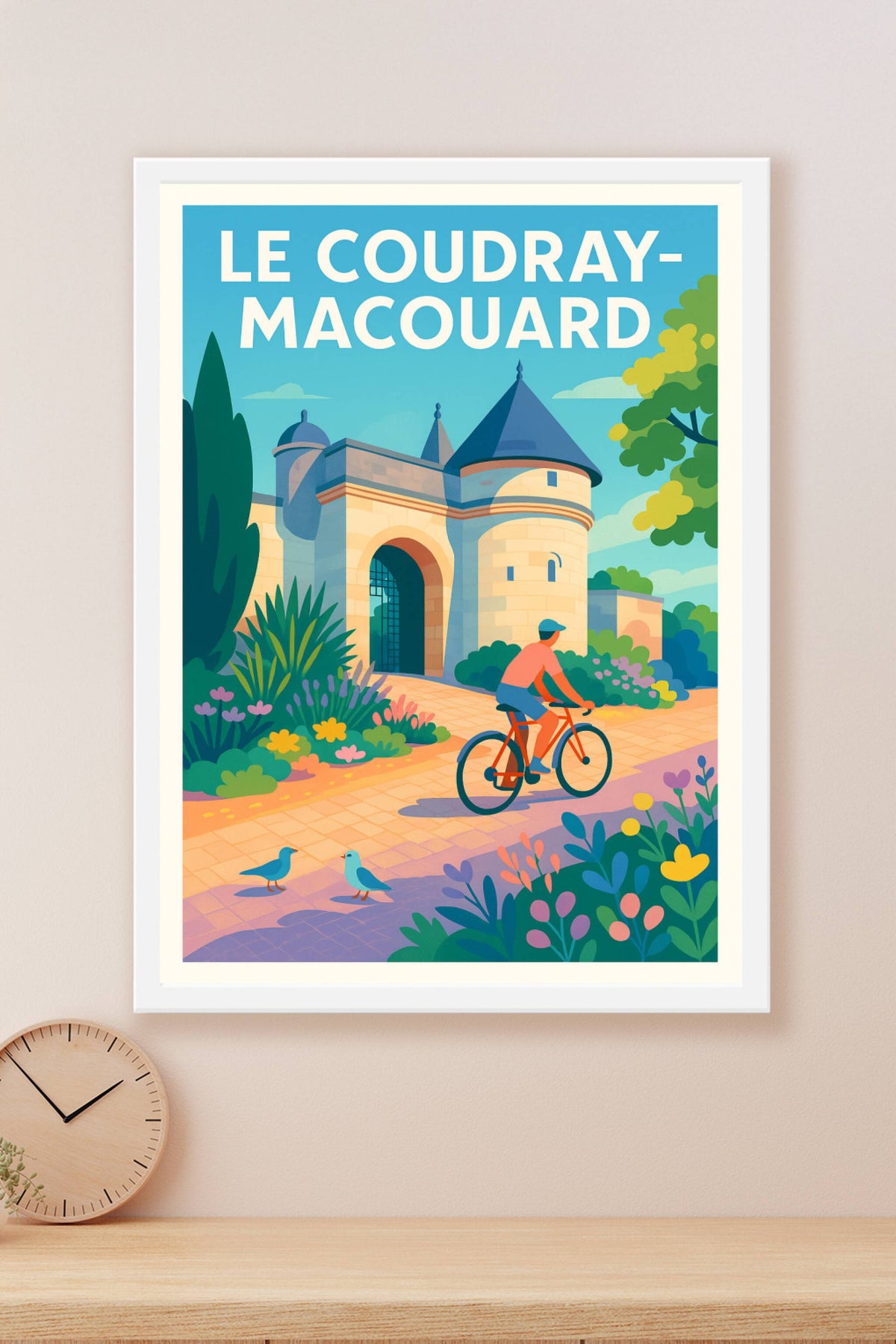 Affiche Le Coudray-Macouard — Évasion à vélo et charme historique · poster d'art de Le Coudray-Macouard