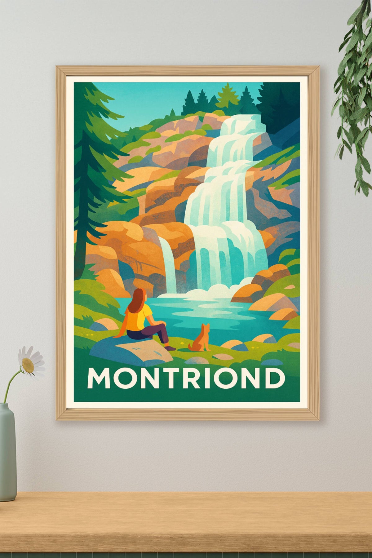 Affiche Montriond — Sérénité au bord de la cascade · poster d'art de Montriond