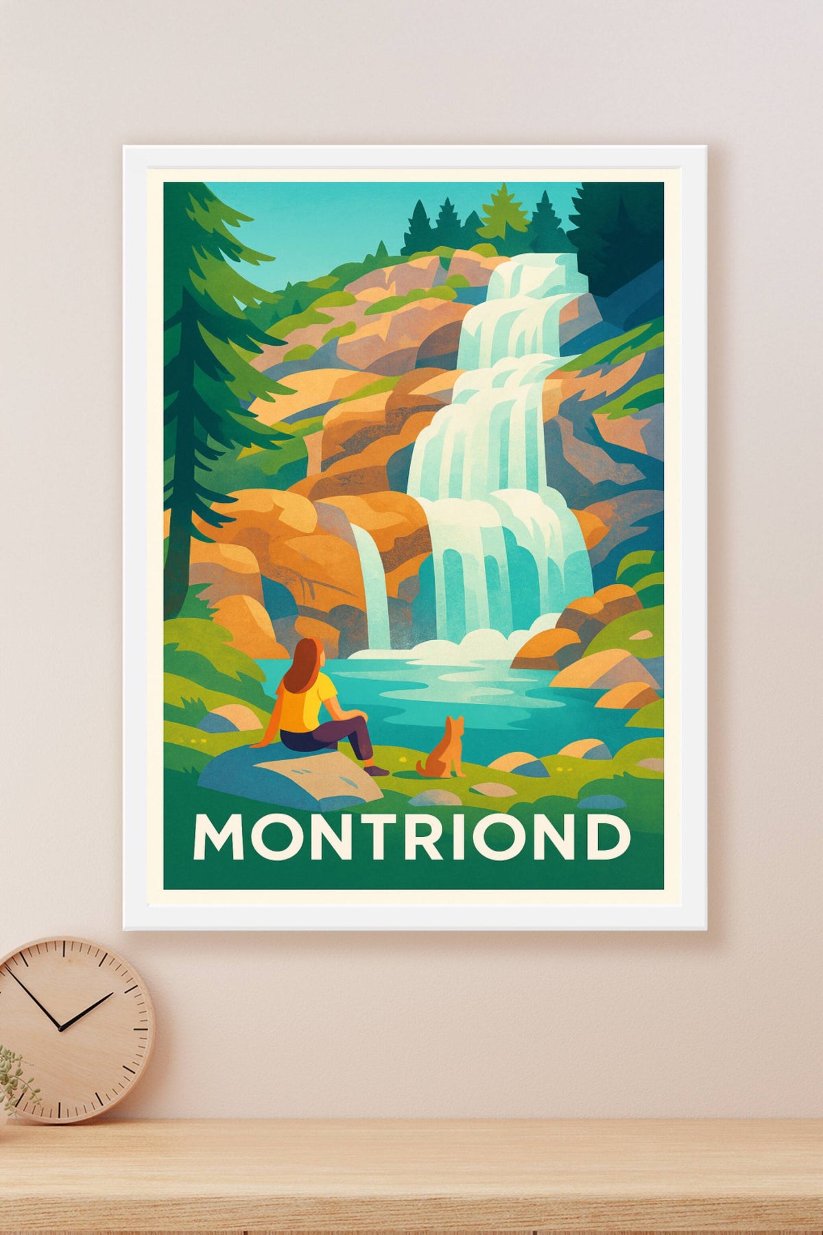 Affiche Montriond — Sérénité au bord de la cascade · poster d'art de Montriond