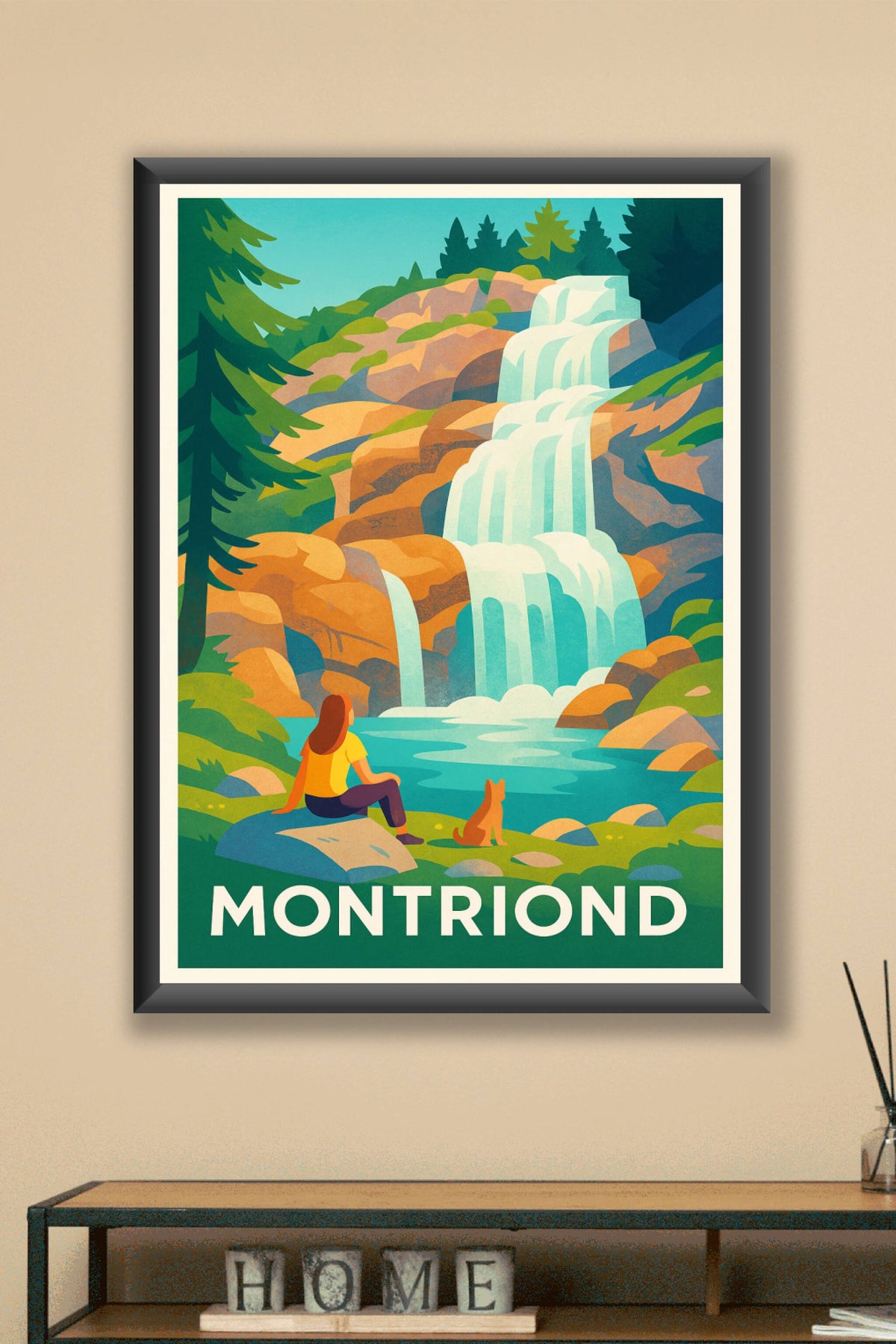 Affiche Montriond — Sérénité au bord de la cascade · poster d'art de Montriond
