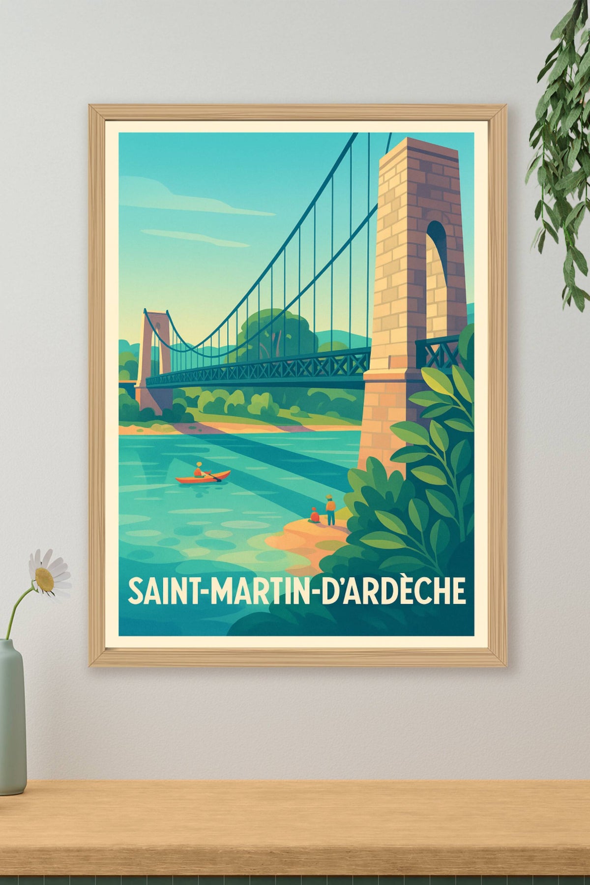 Affiche Saint-Martin-d'Ardèche — Charme et sérénité au fil de l'eau · poster d'art de Saint-Martin-d'Ardèche