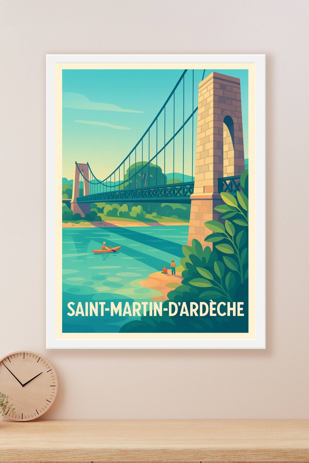 Affiche Saint-Martin-d'Ardèche — Charme et sérénité au fil de l'eau · poster d'art de Saint-Martin-d'Ardèche