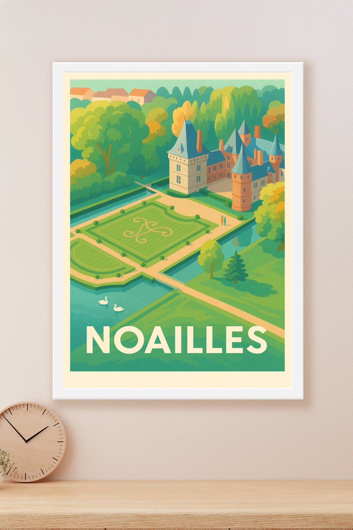 Affiche Noailles — L'élégance paisible du château et ses jardins · poster d'art de Noailles