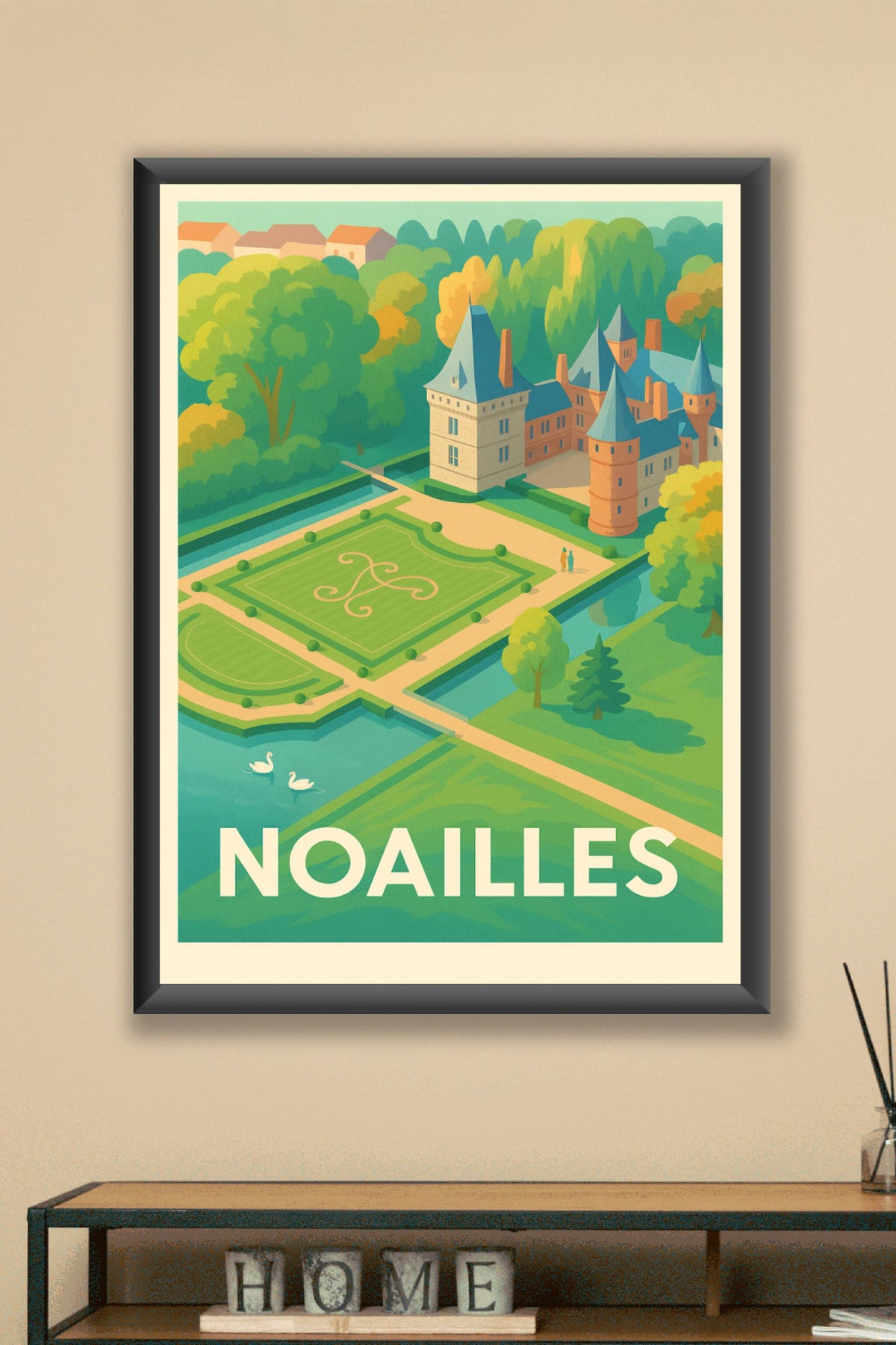 Affiche Noailles — L'élégance paisible du château et ses jardins · poster d'art de Noailles