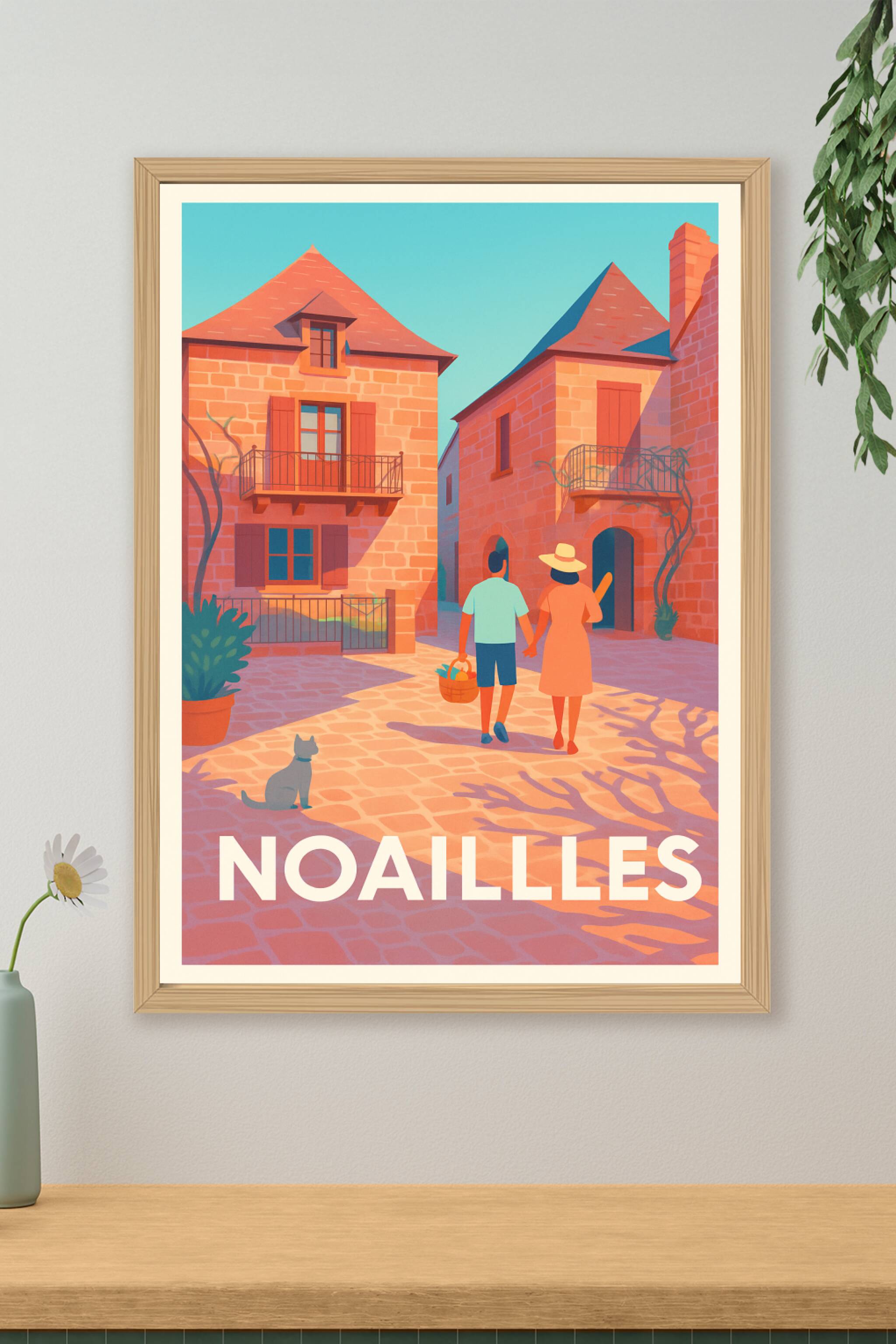 Affiche de Noailles - Promenade ensoleillée au cœur du village
