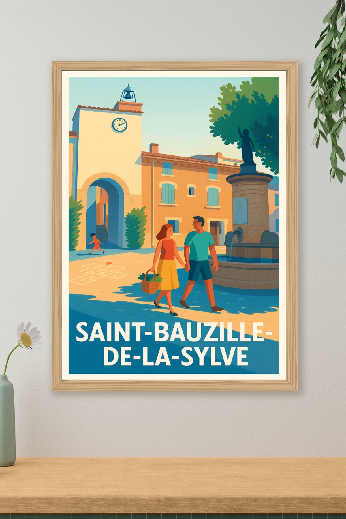 Affiche Saint-Bauzille-de-la-Sylve — Charme et douceur de vie en plein cœur du village · poster d'art de Saint-Bauzille-de-la-Sylve