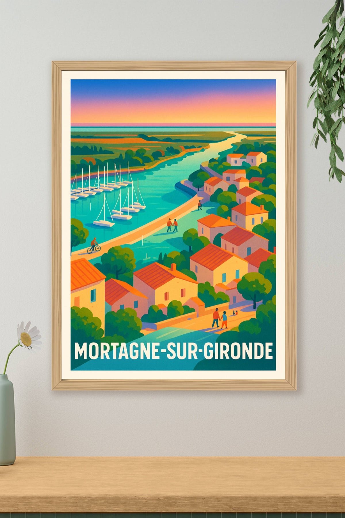 Affiche Mortagne-sur-Gironde — Charme et douceur au fil de l'eau · poster d'art de Mortagne-sur-Gironde