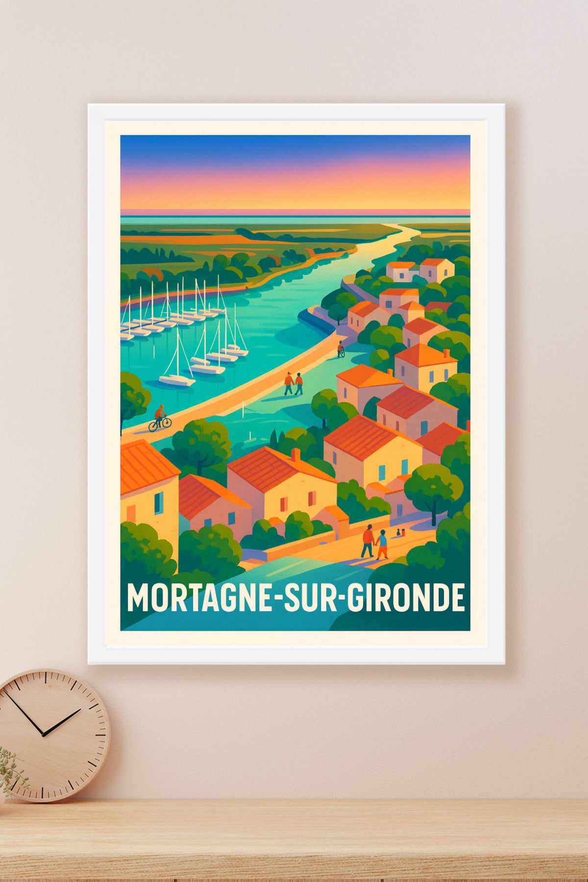 Affiche Mortagne-sur-Gironde — Charme et douceur au fil de l'eau · poster d'art de Mortagne-sur-Gironde