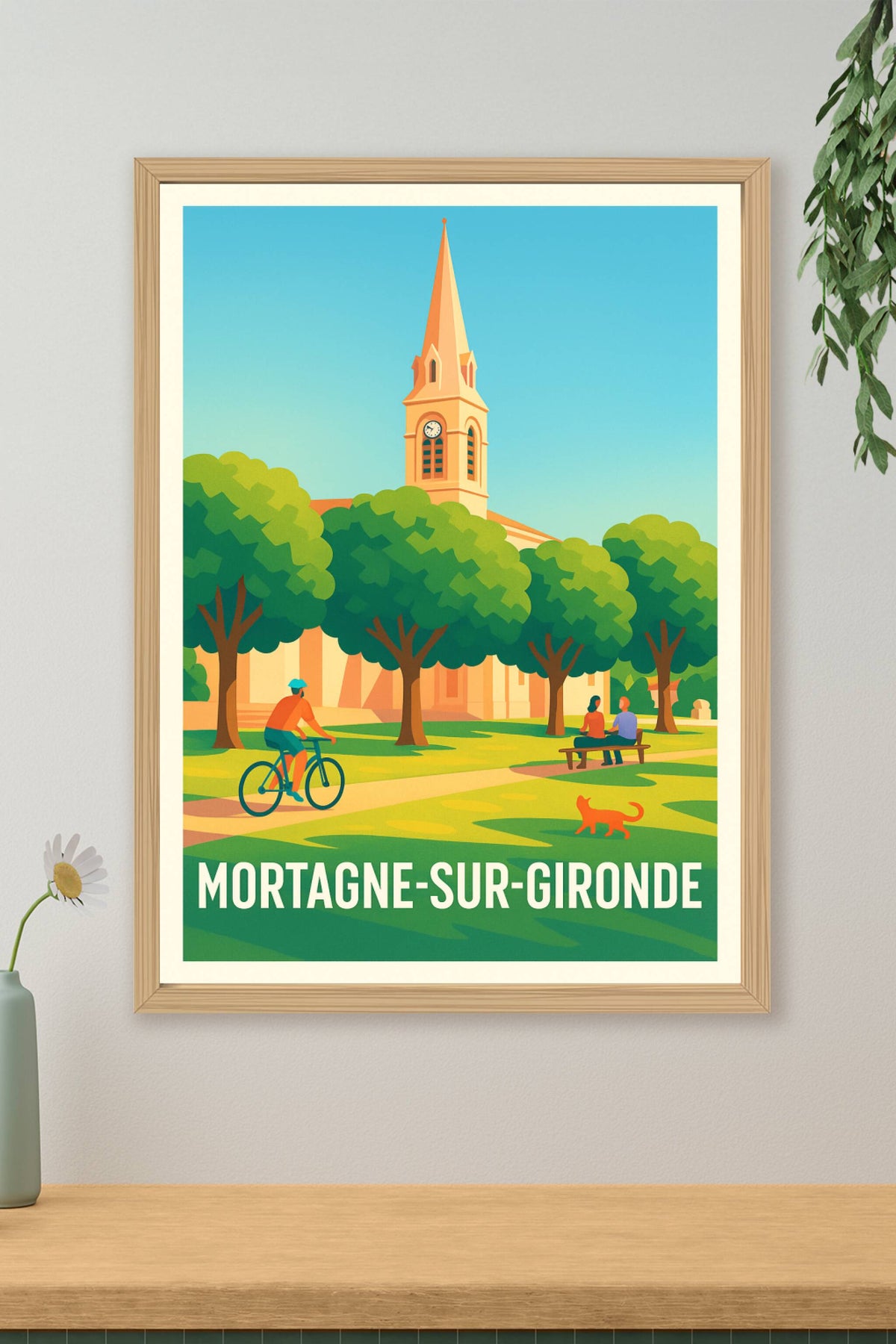 Affiche Mortagne-sur-Gironde — Douceur de vie au cœur du village · poster d'art de Mortagne-sur-Gironde