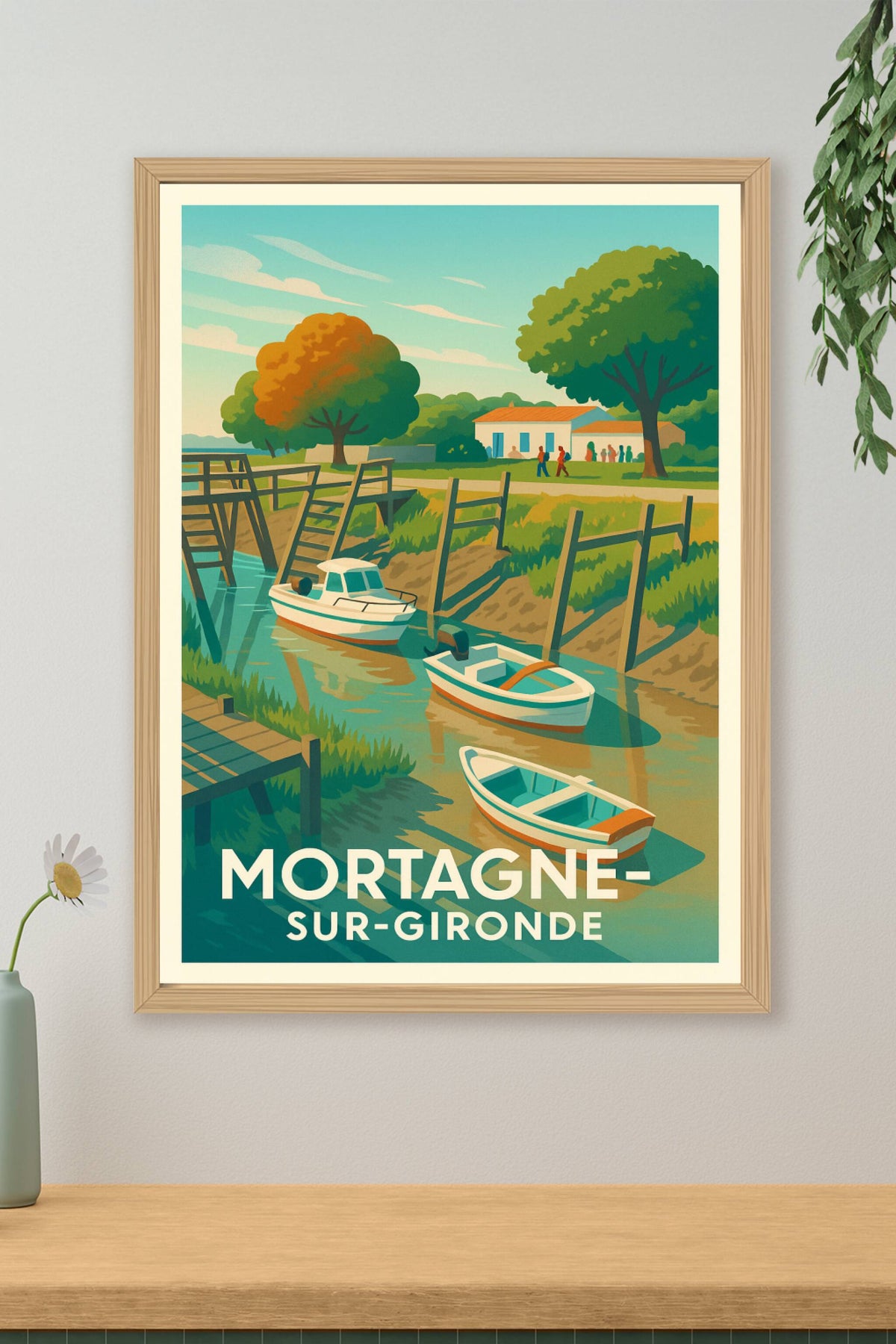 Affiche Mortagne-sur-Gironde — Escapade paisible au bord de l'eau · poster d'art de Mortagne-sur-Gironde