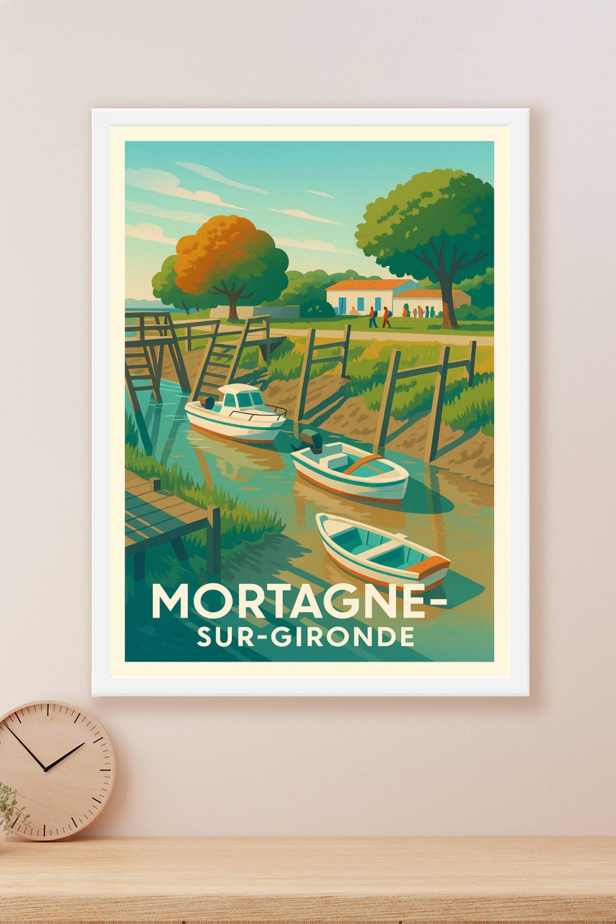 Affiche Mortagne-sur-Gironde — Escapade paisible au bord de l'eau · poster d'art de Mortagne-sur-Gironde