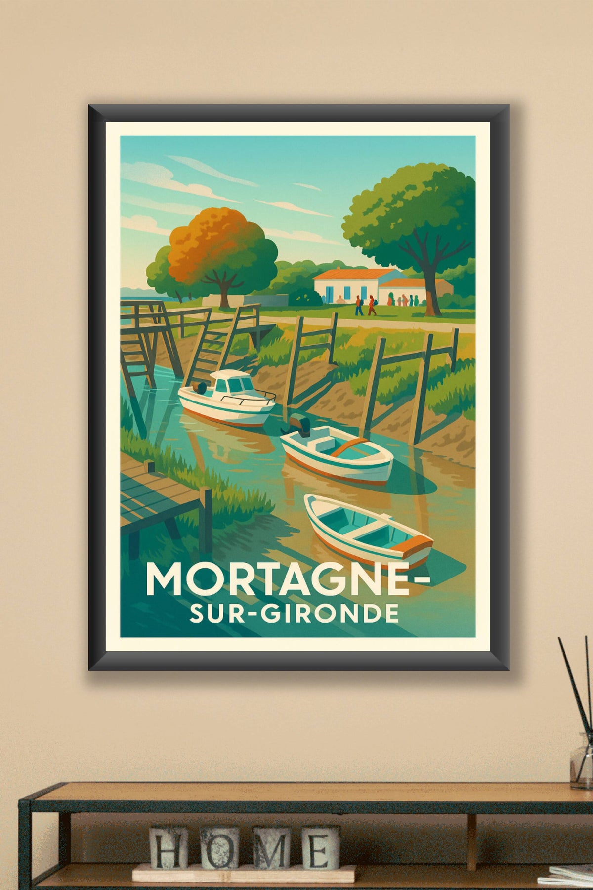 Affiche Mortagne-sur-Gironde — Escapade paisible au bord de l'eau · poster d'art de Mortagne-sur-Gironde