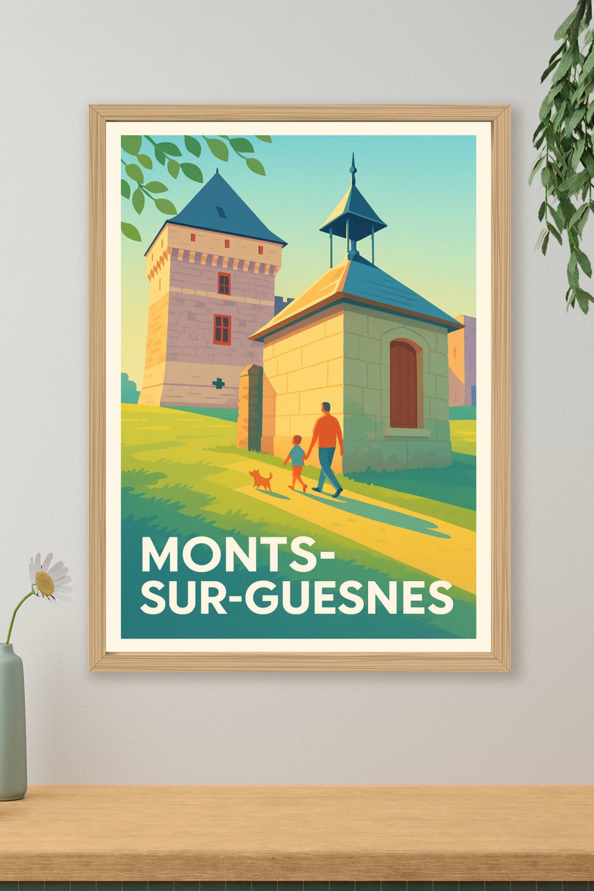 Affiche Monts-sur-Guesnes — Balade au cœur de la nature et du patrimoine · poster d'art de Monts-sur-Guesnes