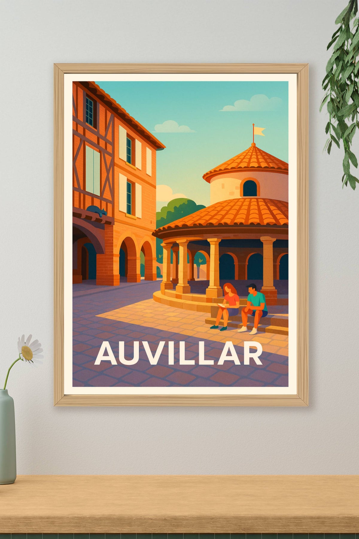 Affiche Auvillar — Charme et sérénité d'une place emblématique · poster d'art de Auvillar