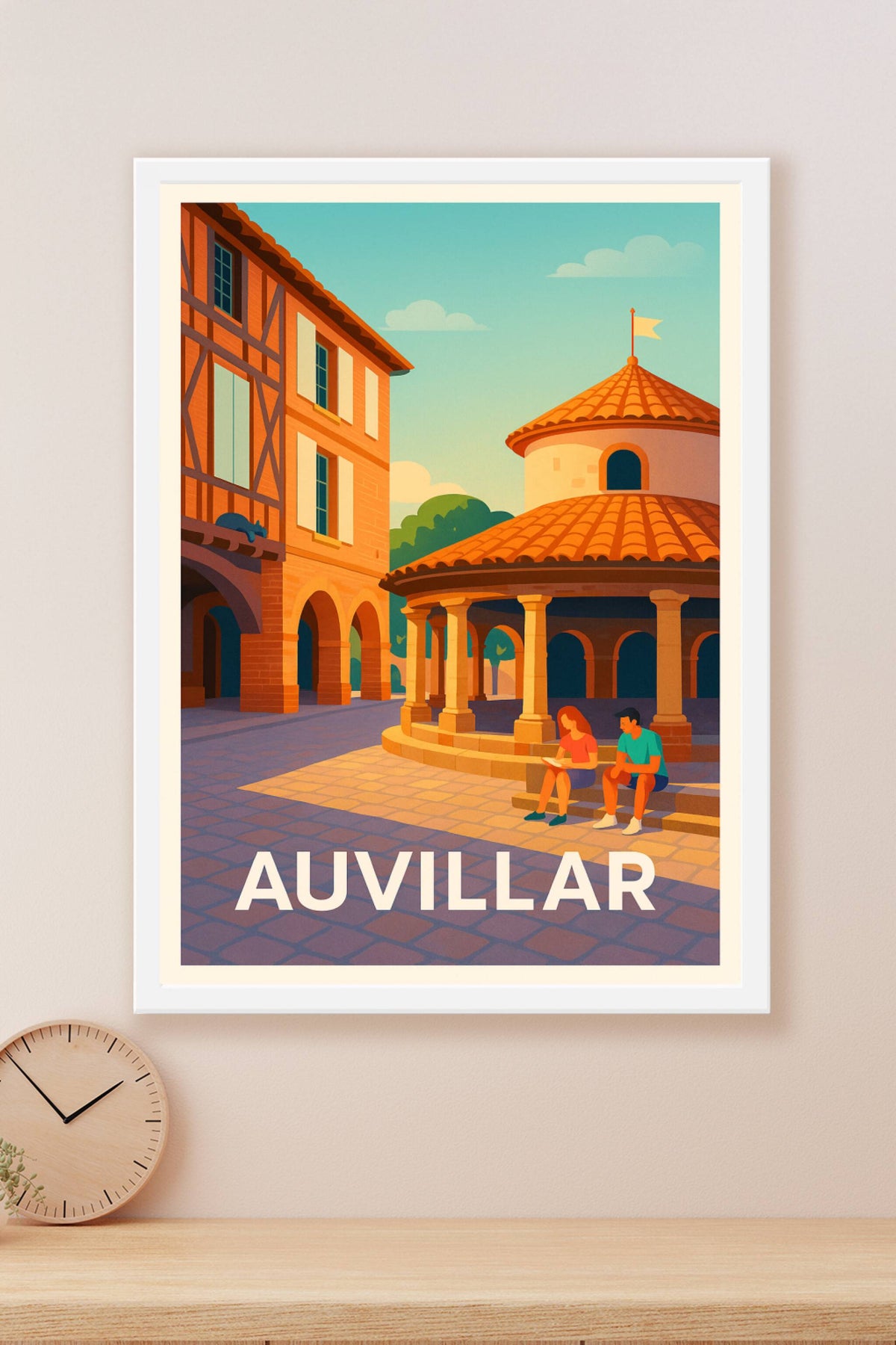 Affiche Auvillar — Charme et sérénité d'une place emblématique · poster d'art de Auvillar