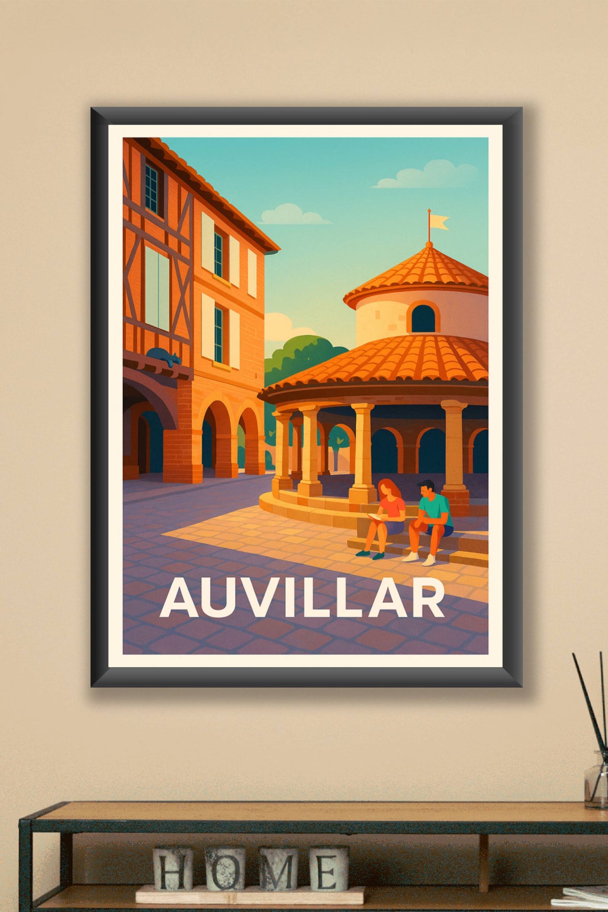 Affiche Auvillar — Charme et sérénité d'une place emblématique · poster d'art de Auvillar