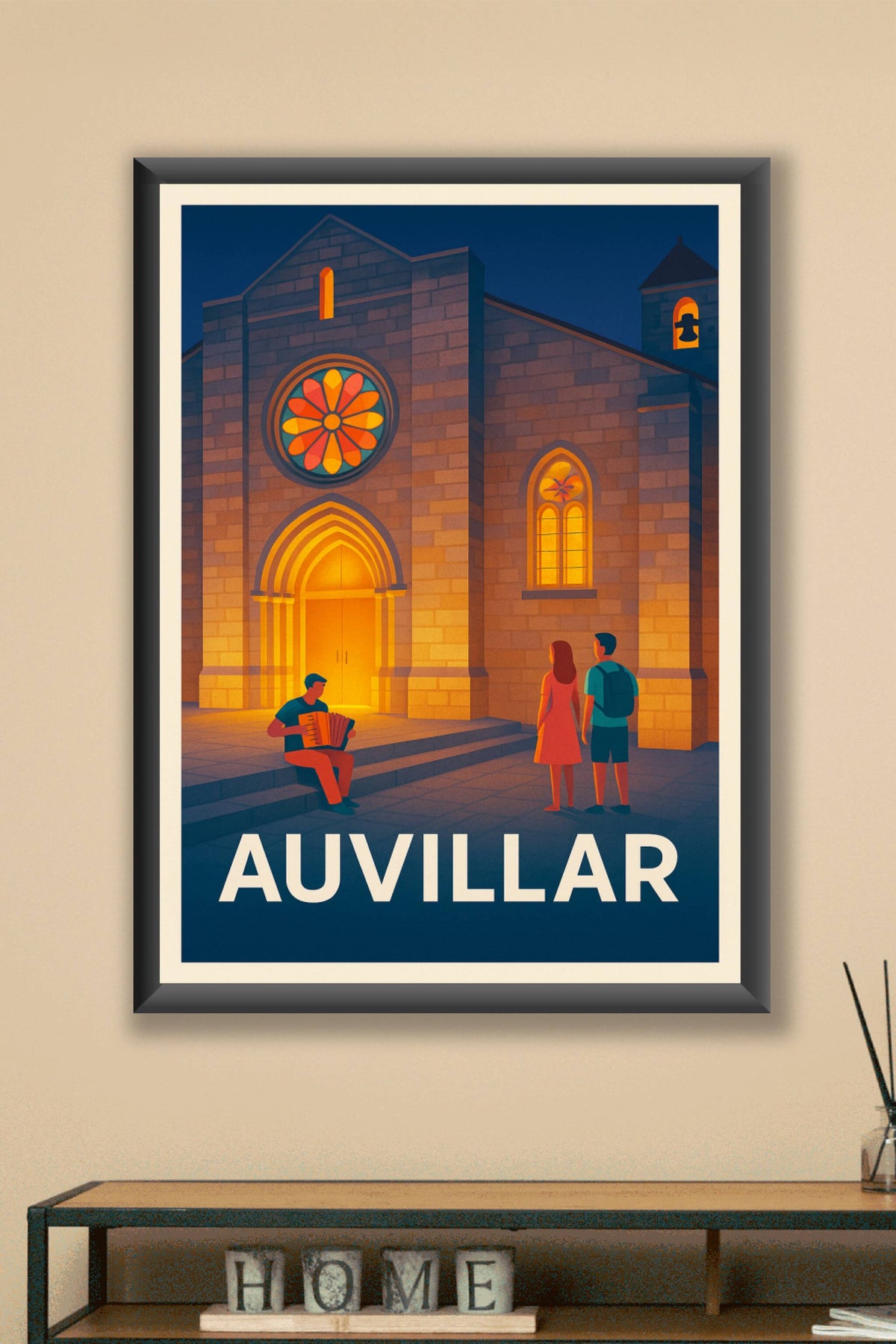 Affiche Auvillar — Charme et poésie au cœur du village · poster d'art de Auvillar