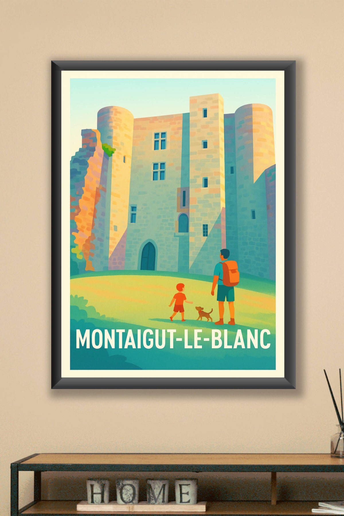 Affiche Montaigut-le-Blanc — Une escapade médiévale pleine de charme · poster d'art de Montaigut-le-Blanc