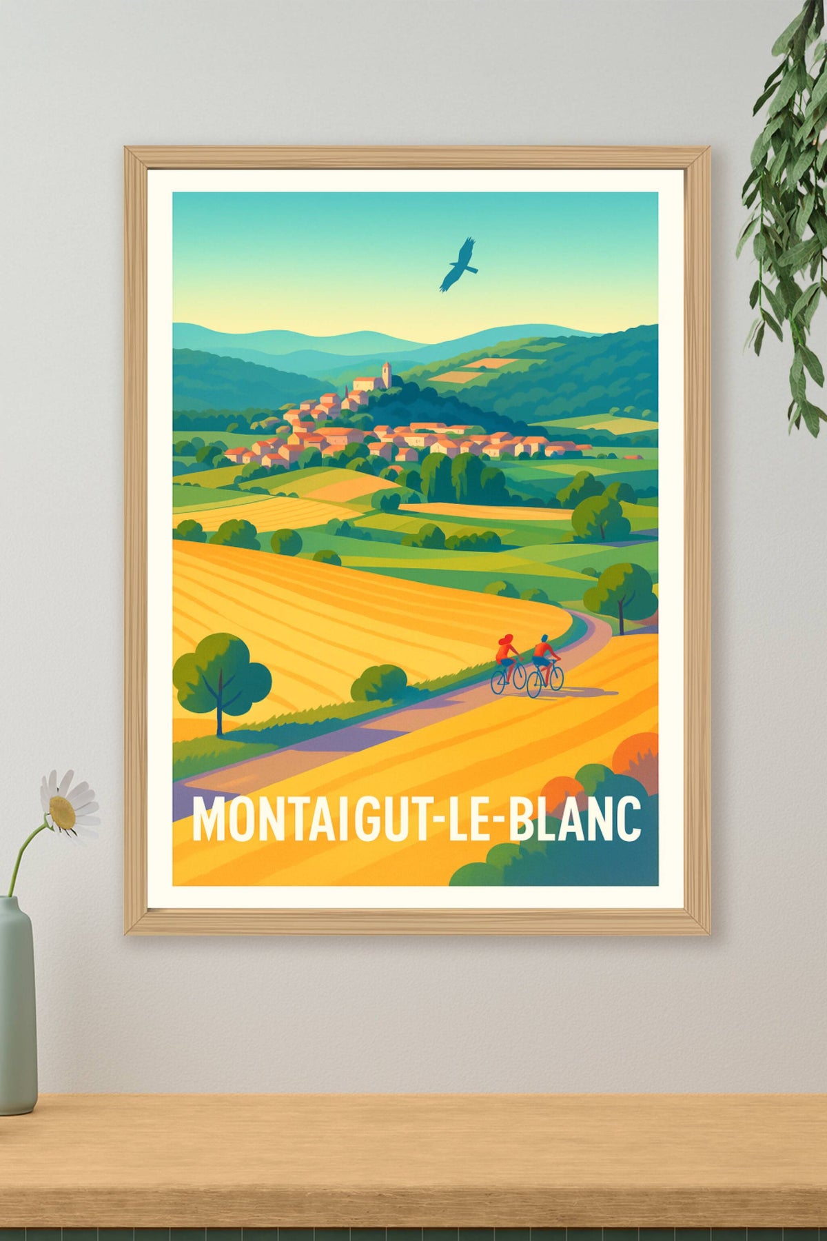Affiche Montaigut-le-Blanc — Évasion bucolique à vélo · poster d'art de Montaigut-le-Blanc