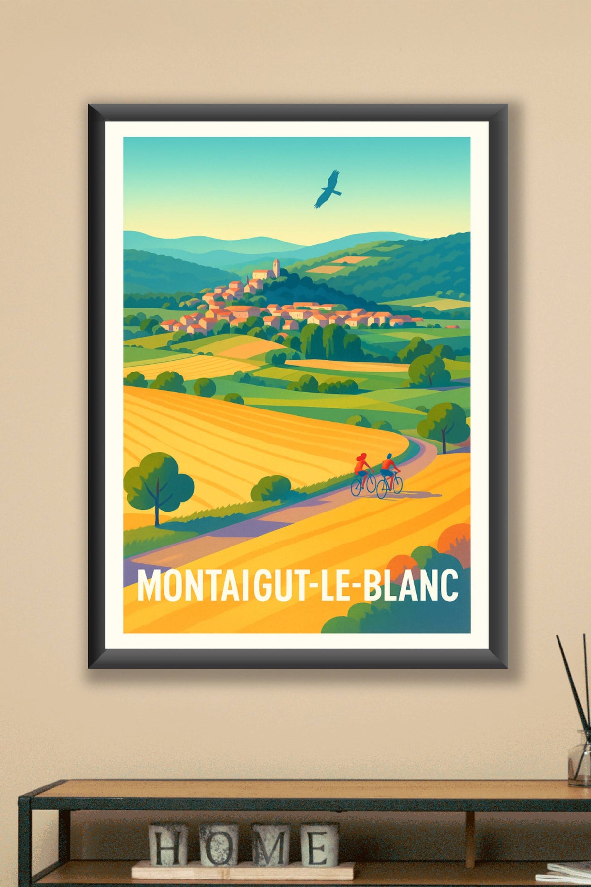 Affiche Montaigut-le-Blanc — Évasion bucolique à vélo · poster d'art de Montaigut-le-Blanc
