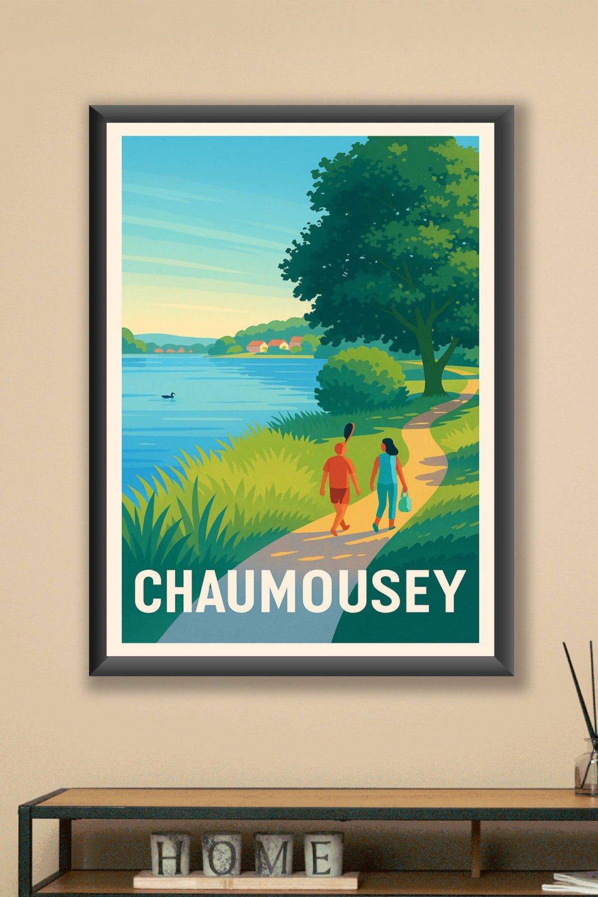 Affiche Chaumousey — Promenade au bord de l'eau · poster d'art de Chaumousey